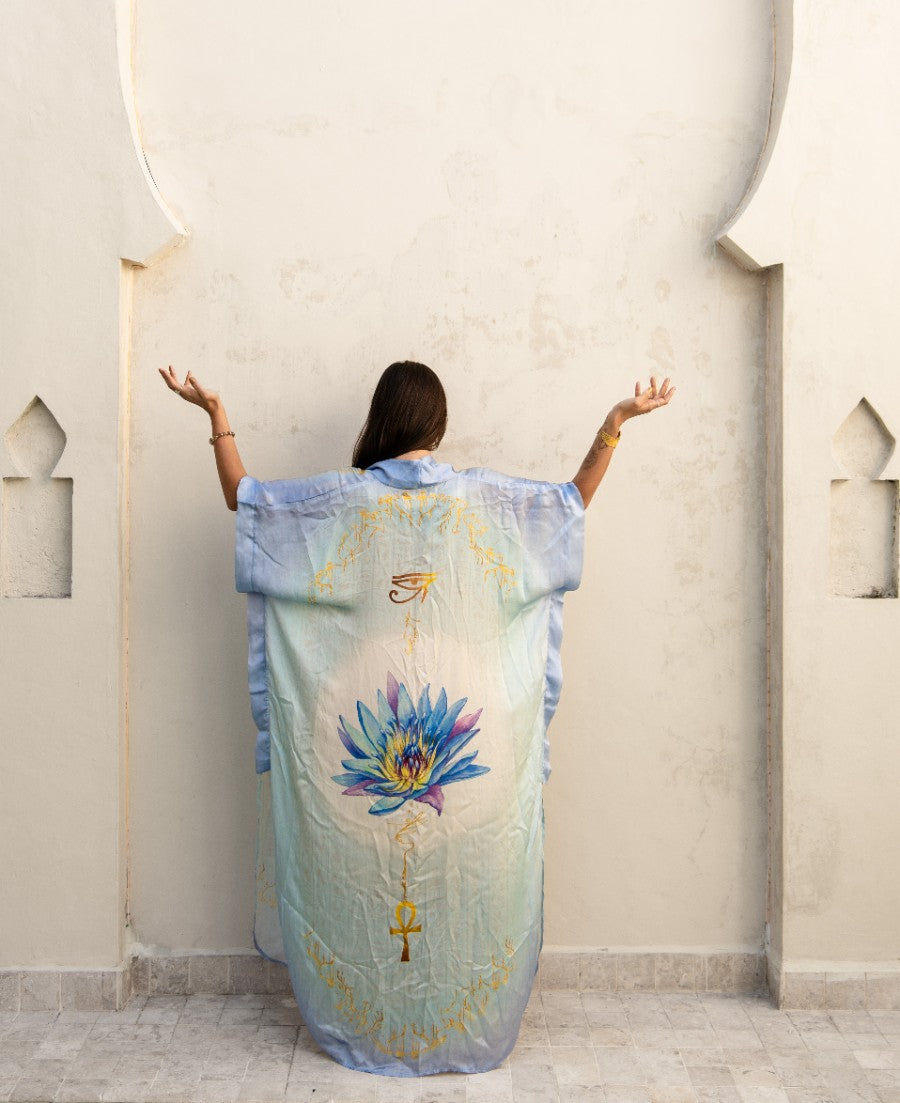PRE ORDER – Blue Lotus Priestess - Silk Kimono image 3