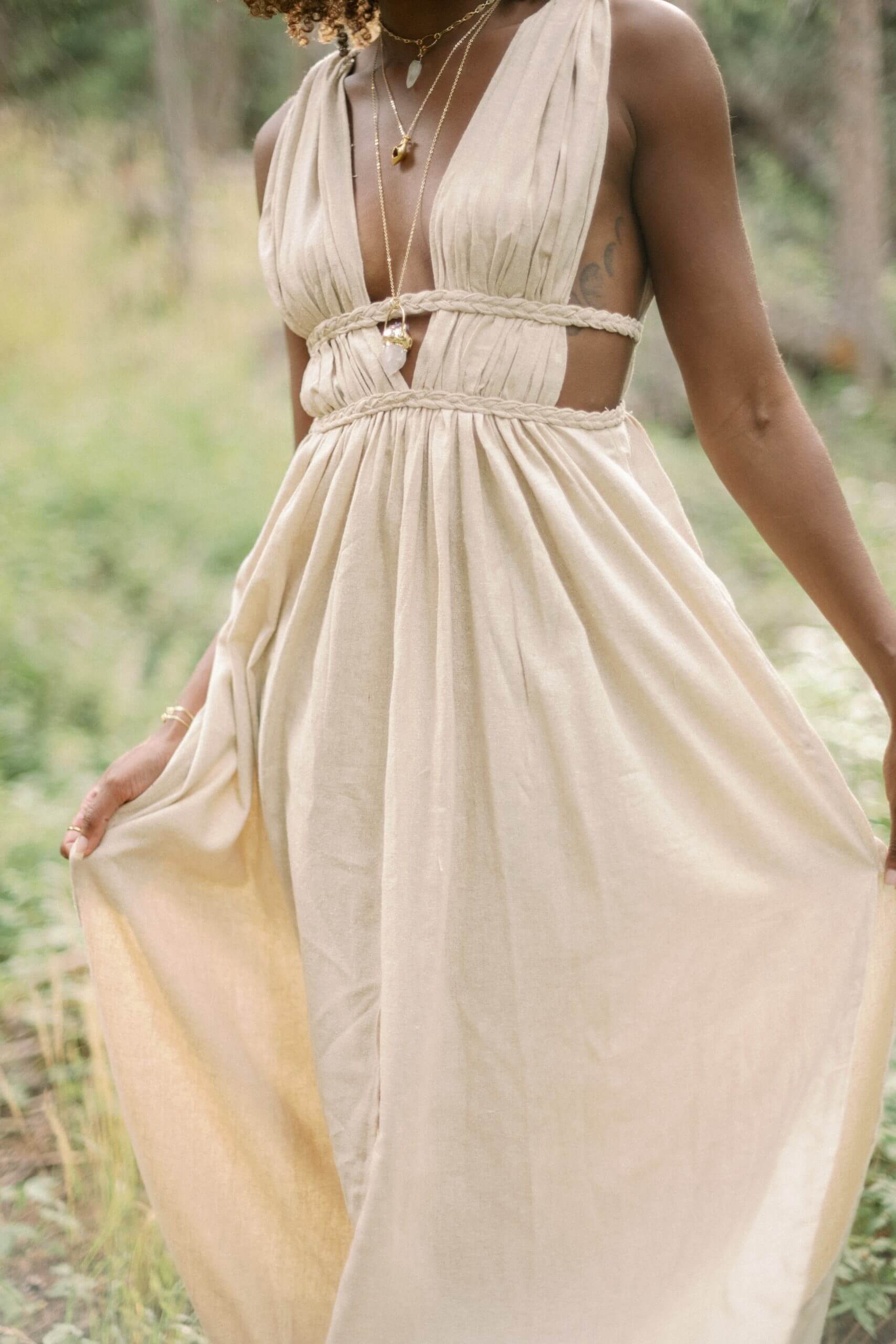 Inanna Dress – Raw Silk Sand image 3