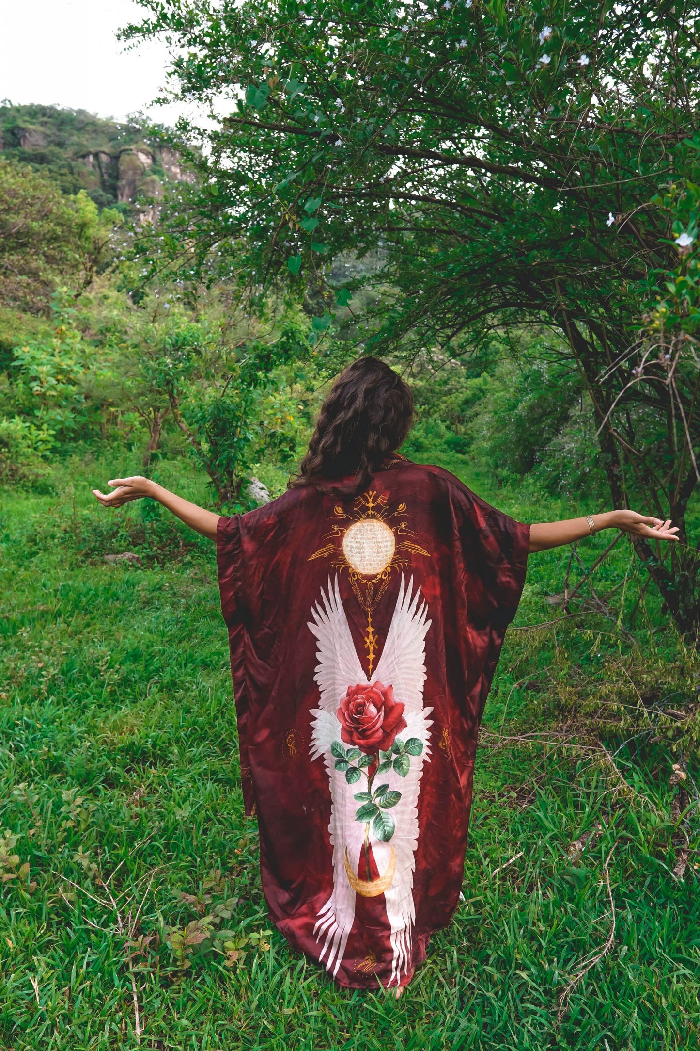 PRE ORDER - Mystic Red Rose Silk Kimono image 7