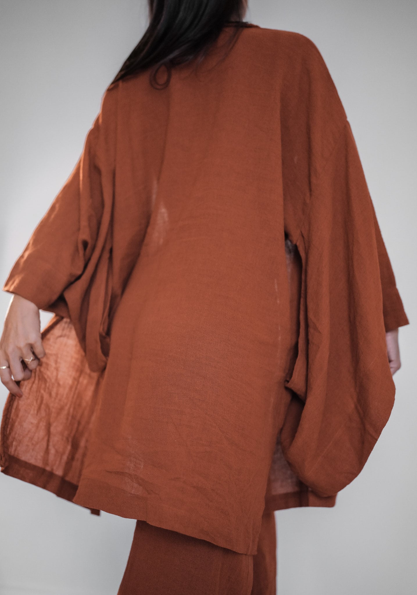 Tayu Kimono Terracotta - Nettle Fibre image 7