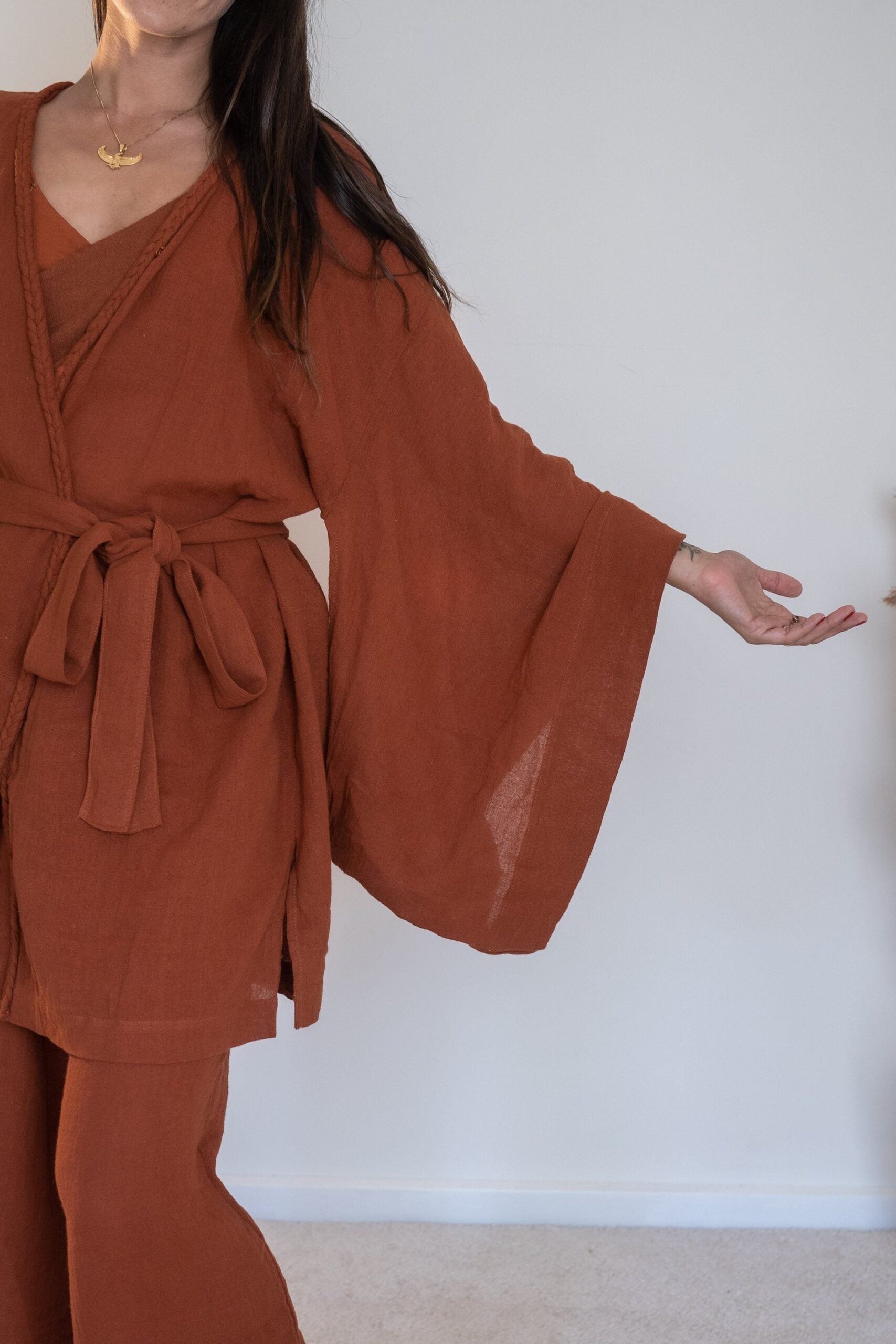 Tayu Kimono Terracotta - Nettle Fibre image 8