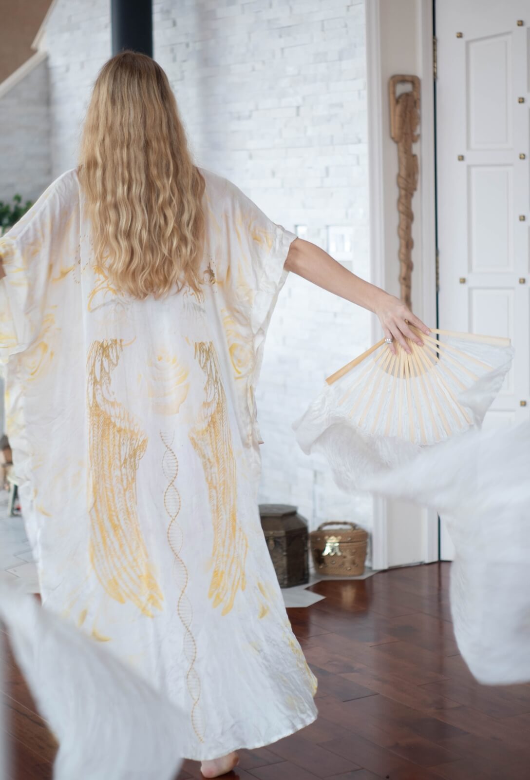 PRE ORDER – Magic White Rose Silk Kimono image 0