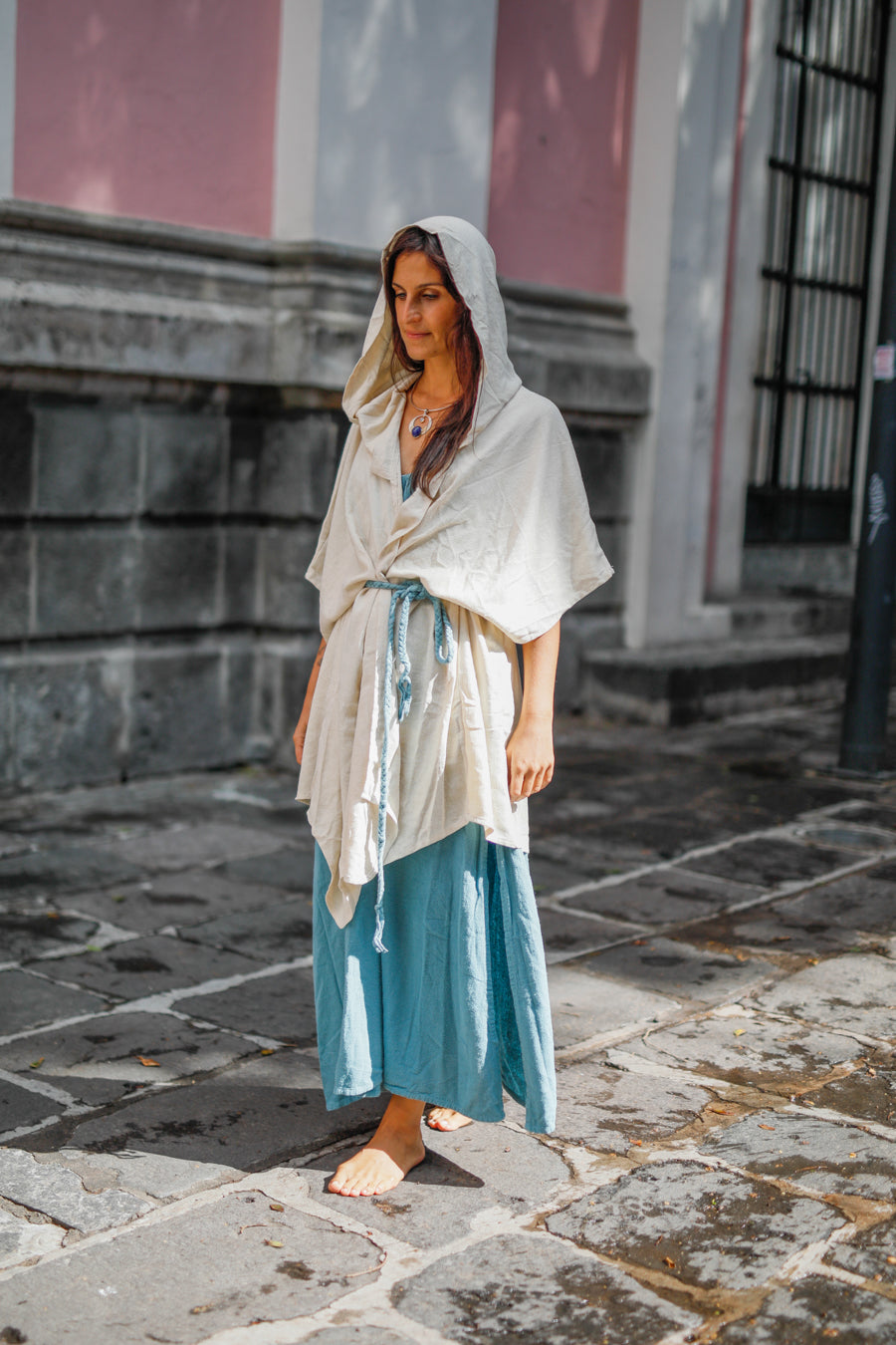 Essene Hood Kimono – Raw Silk Sand image 8