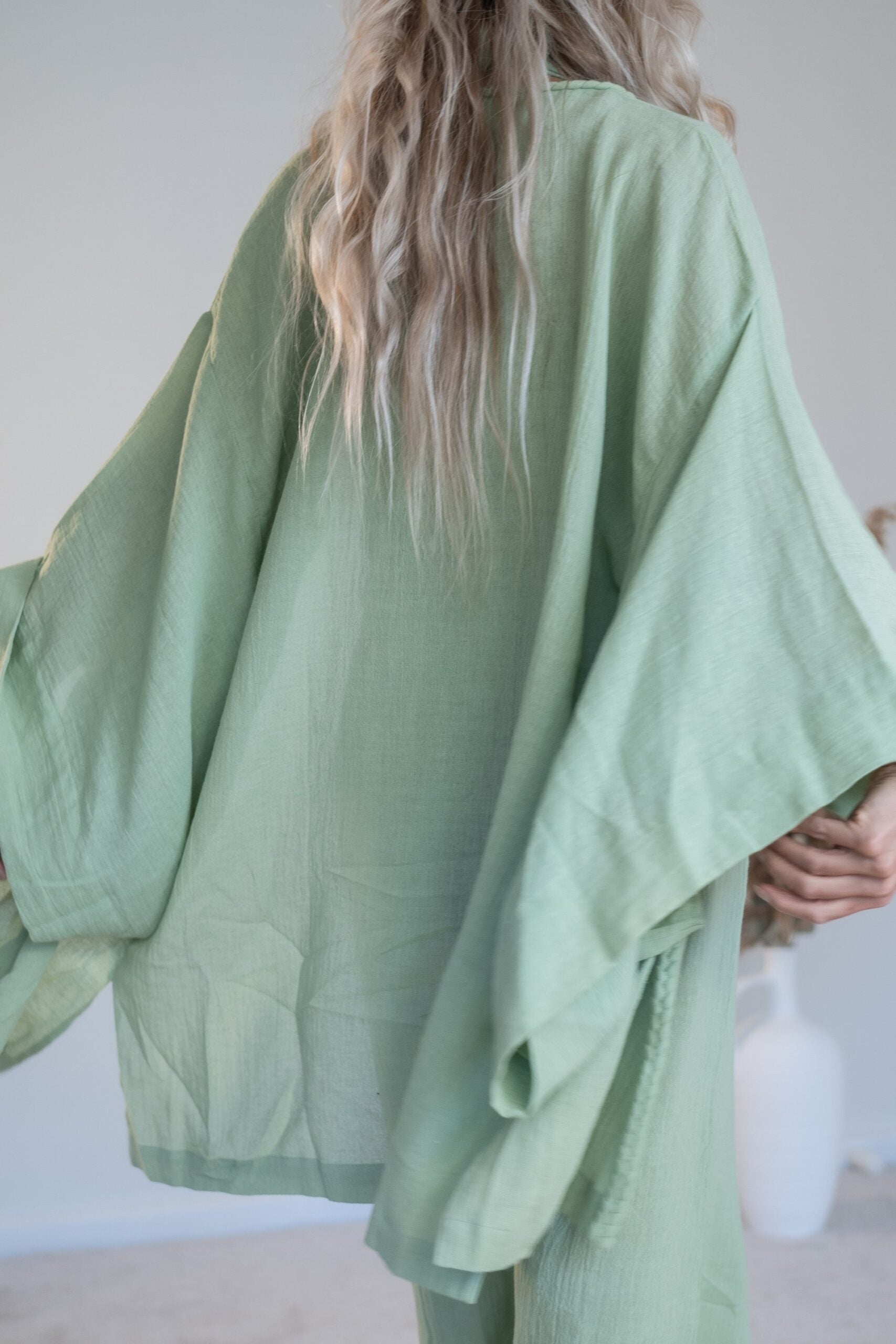 Tayu Kimono Mint - Nettle Fibre image 4