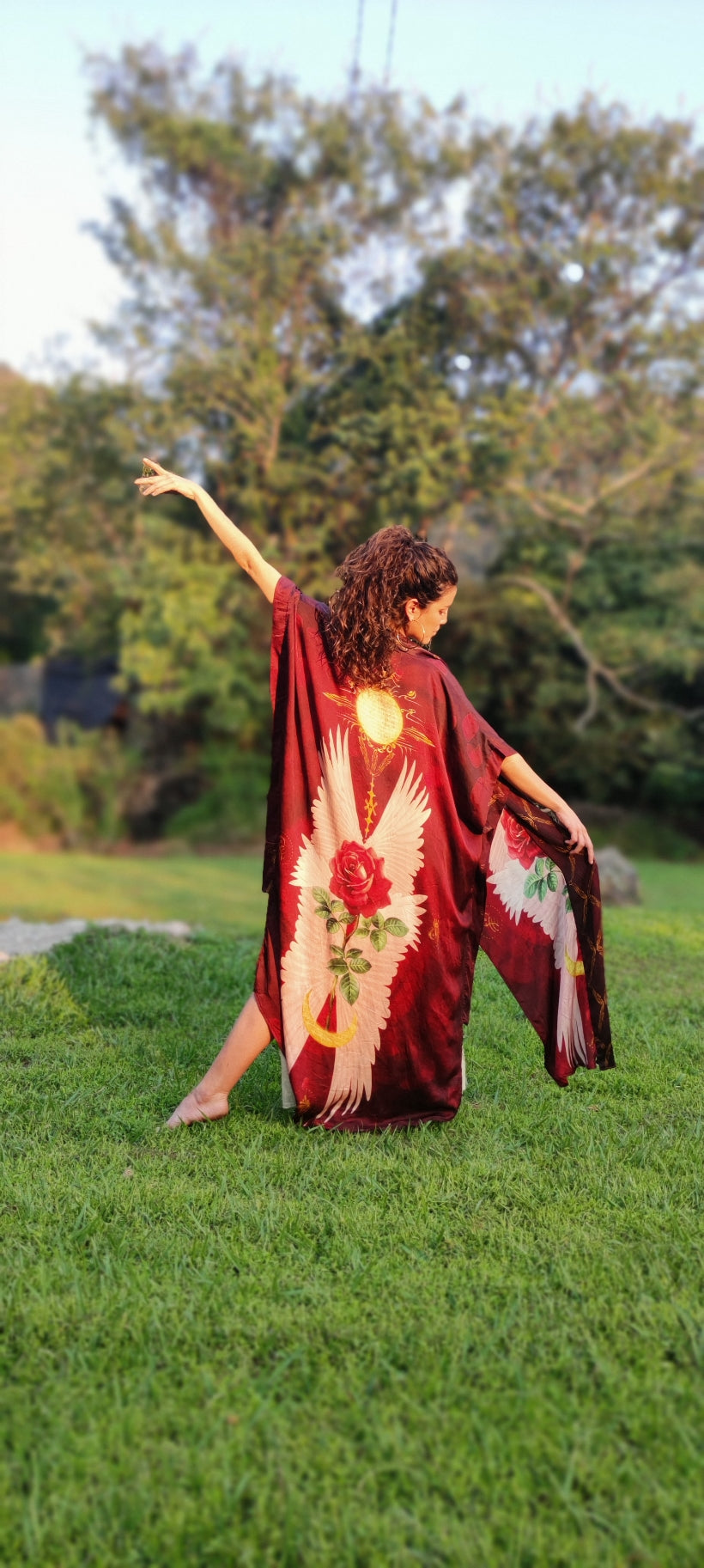 PRE ORDER - Mystic Red Rose Silk Kimono image 16