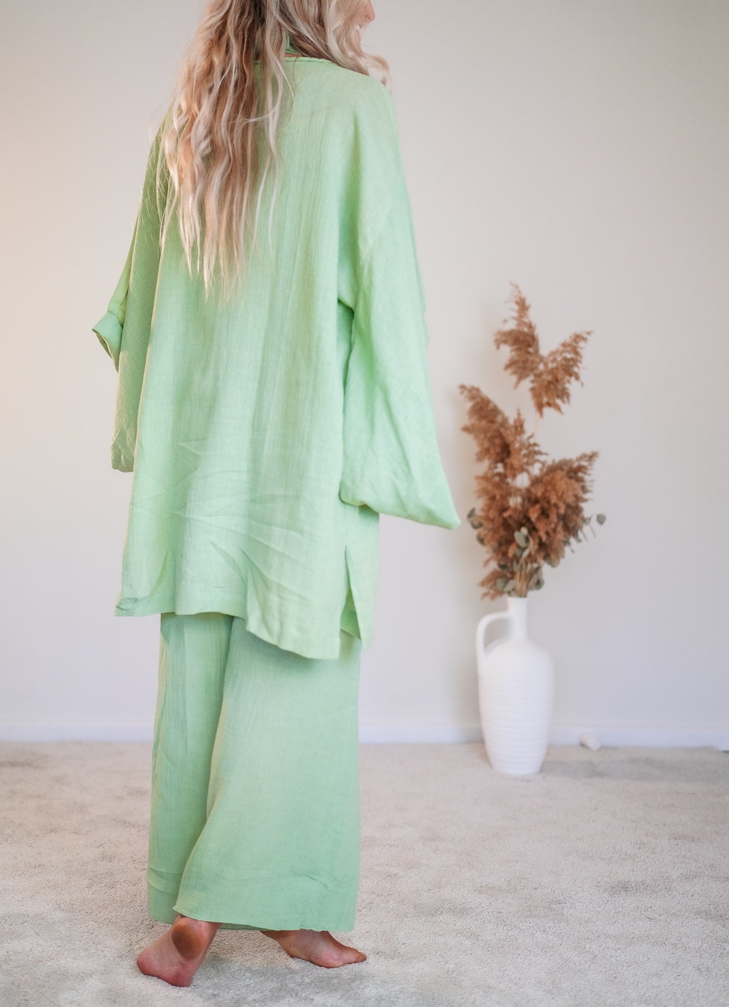 Tayu Kimono Mint - Nettle Fibre image 8