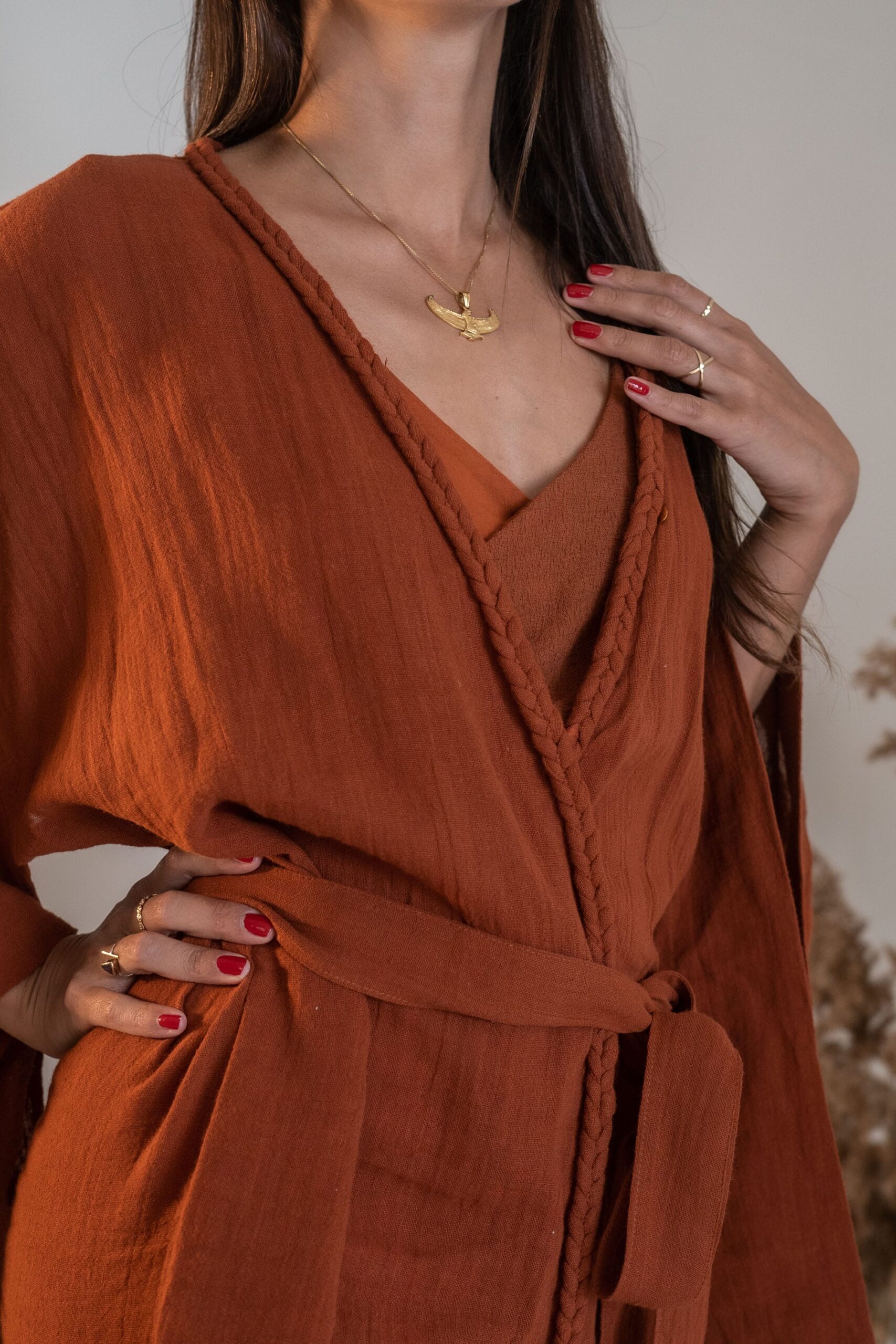 Tayu Kimono Terracotta - Nettle Fibre image 11