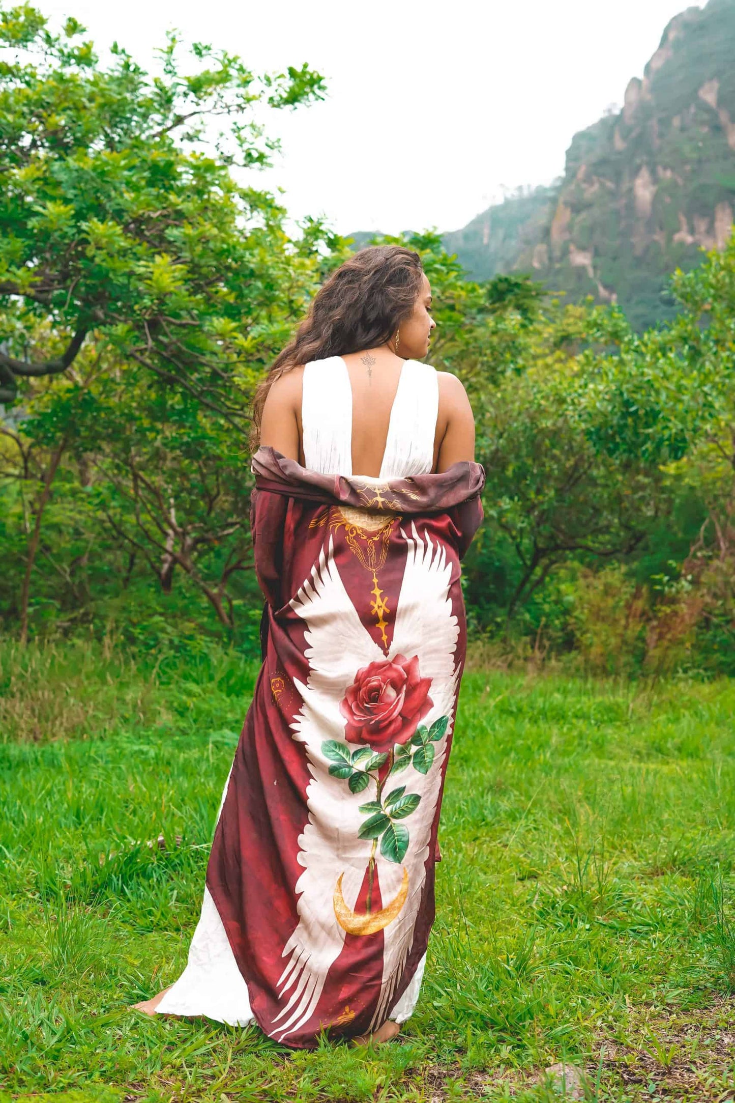 PRE ORDER - Mystic Red Rose Silk Kimono image 15