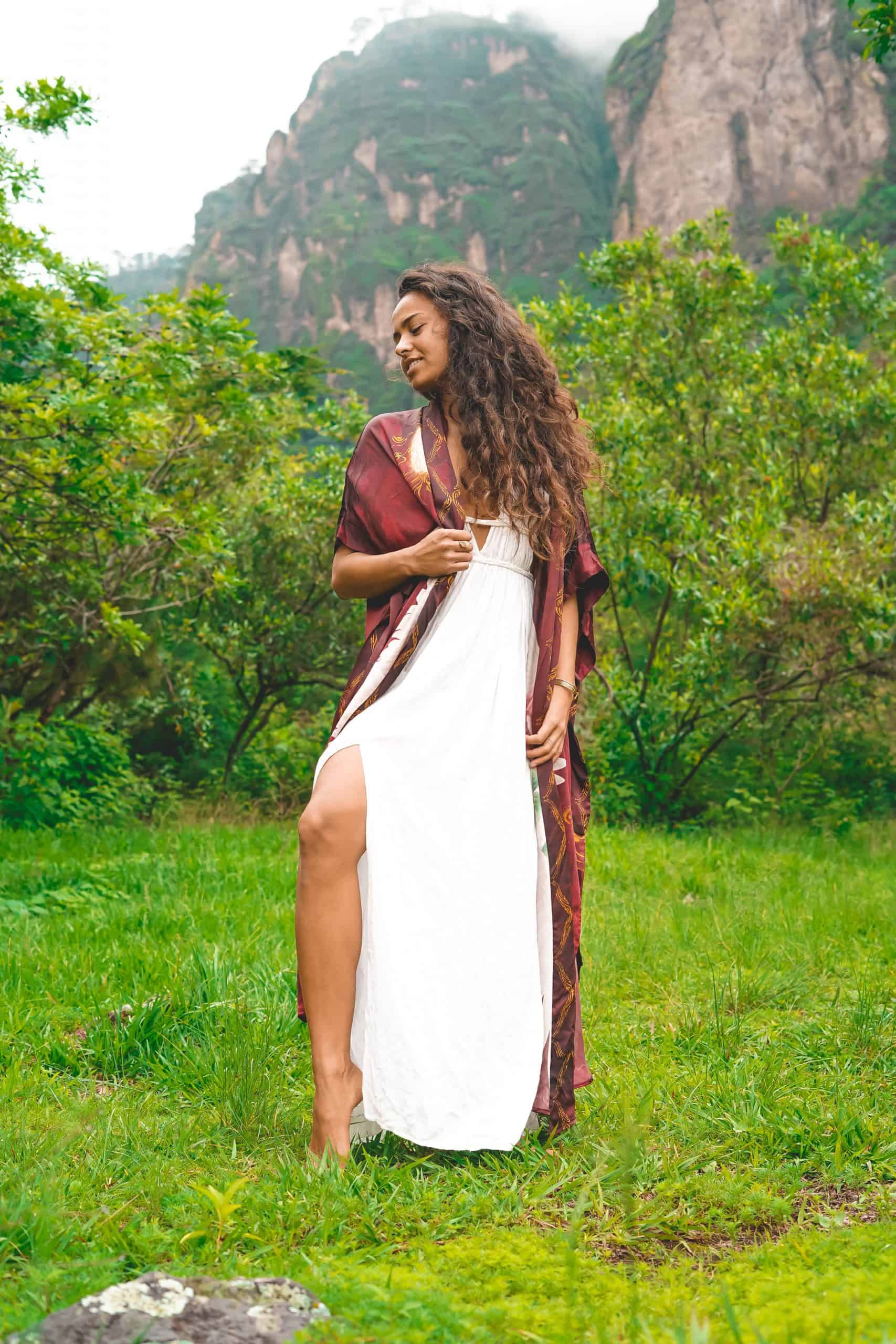 PRE ORDER - Mystic Red Rose Silk Kimono image 12