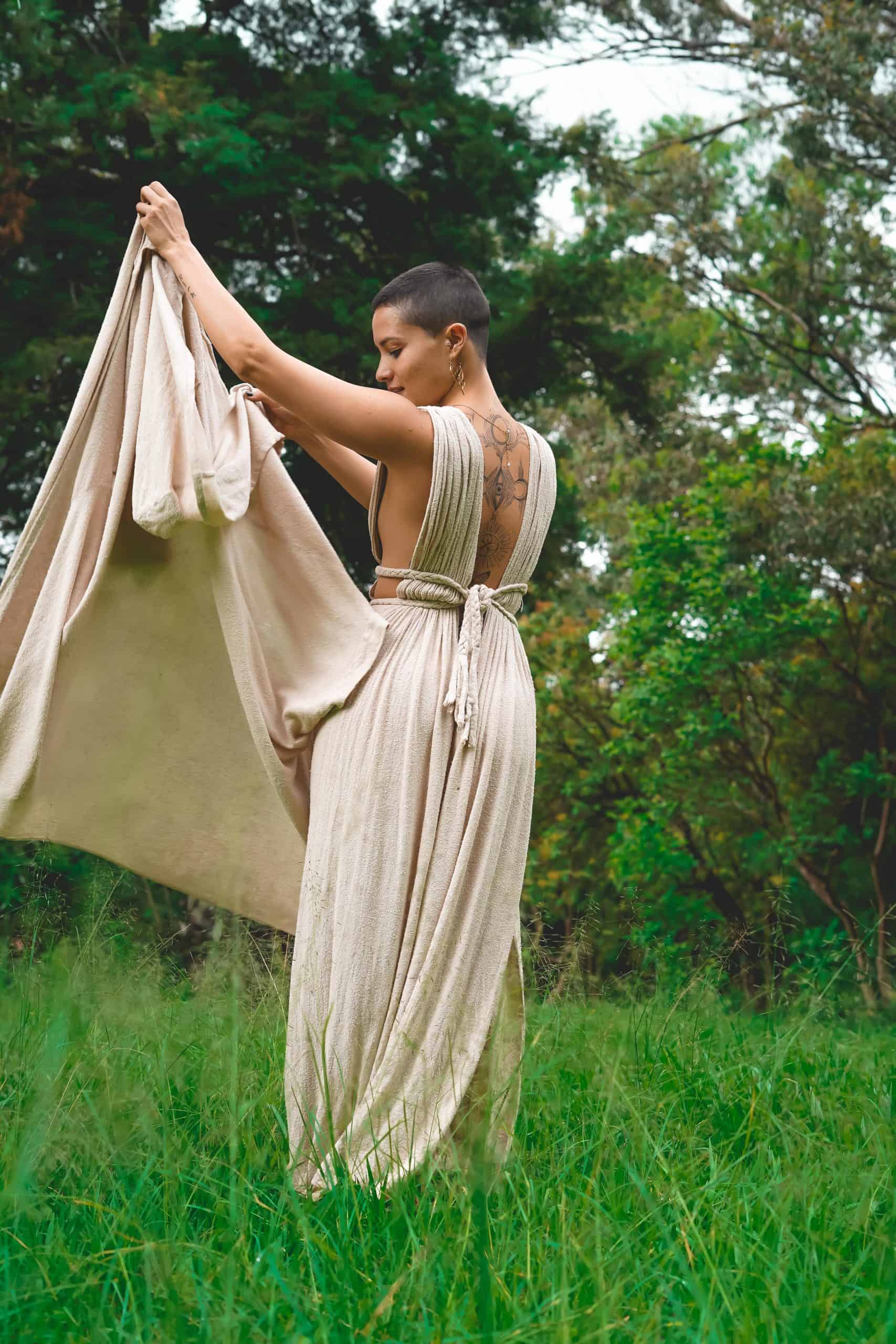 Essene Hood Kimono – Raw Silk Sand image 3