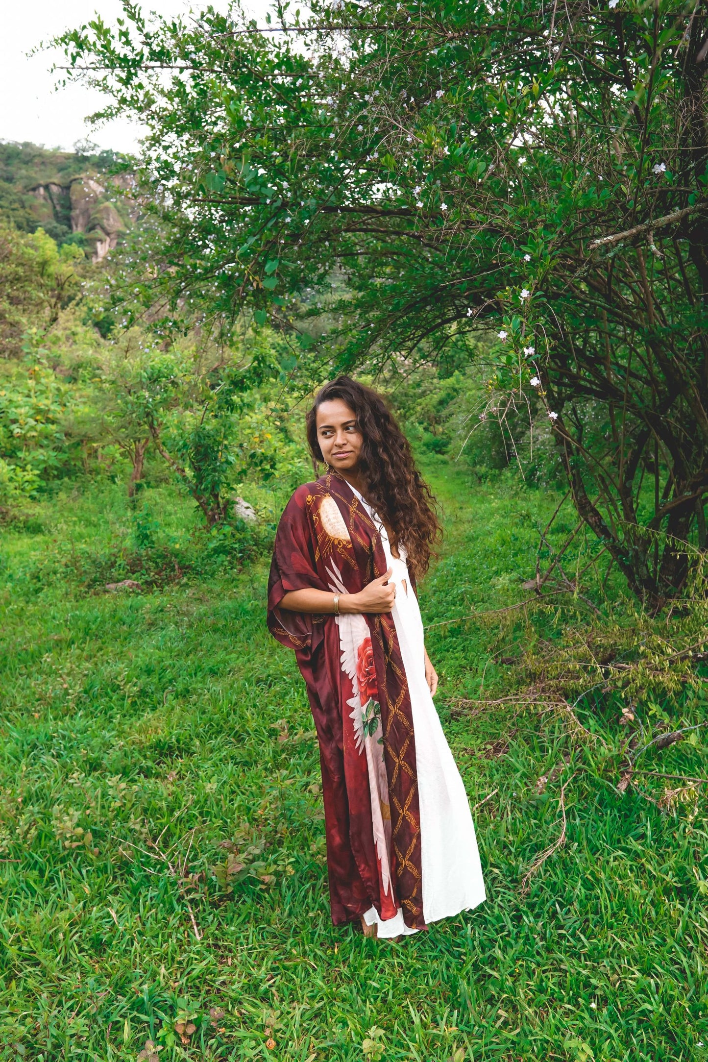 PRE ORDER - Mystic Red Rose Silk Kimono image 6