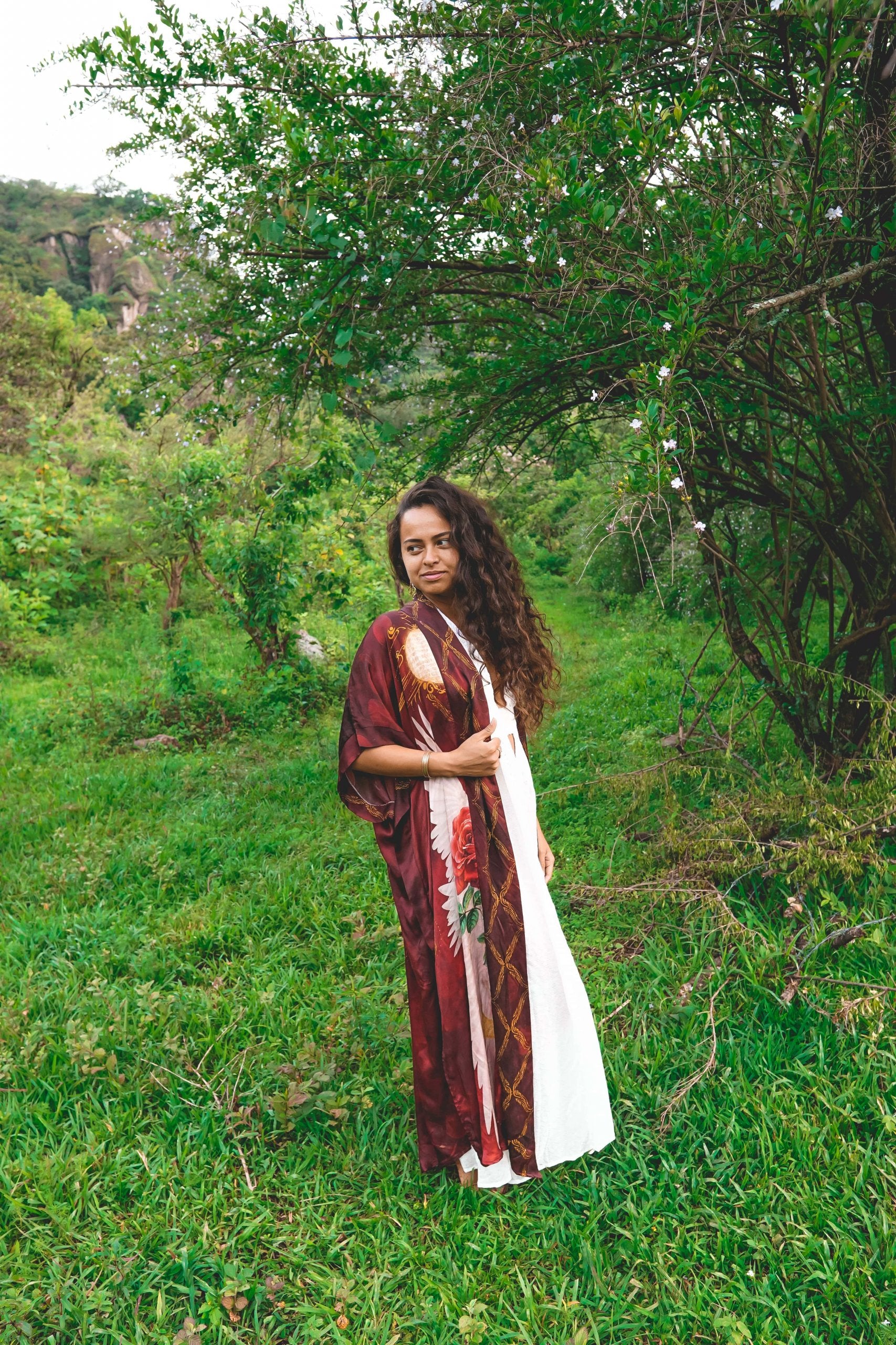 PRE ORDER - Mystic Red Rose Silk Kimono image 6