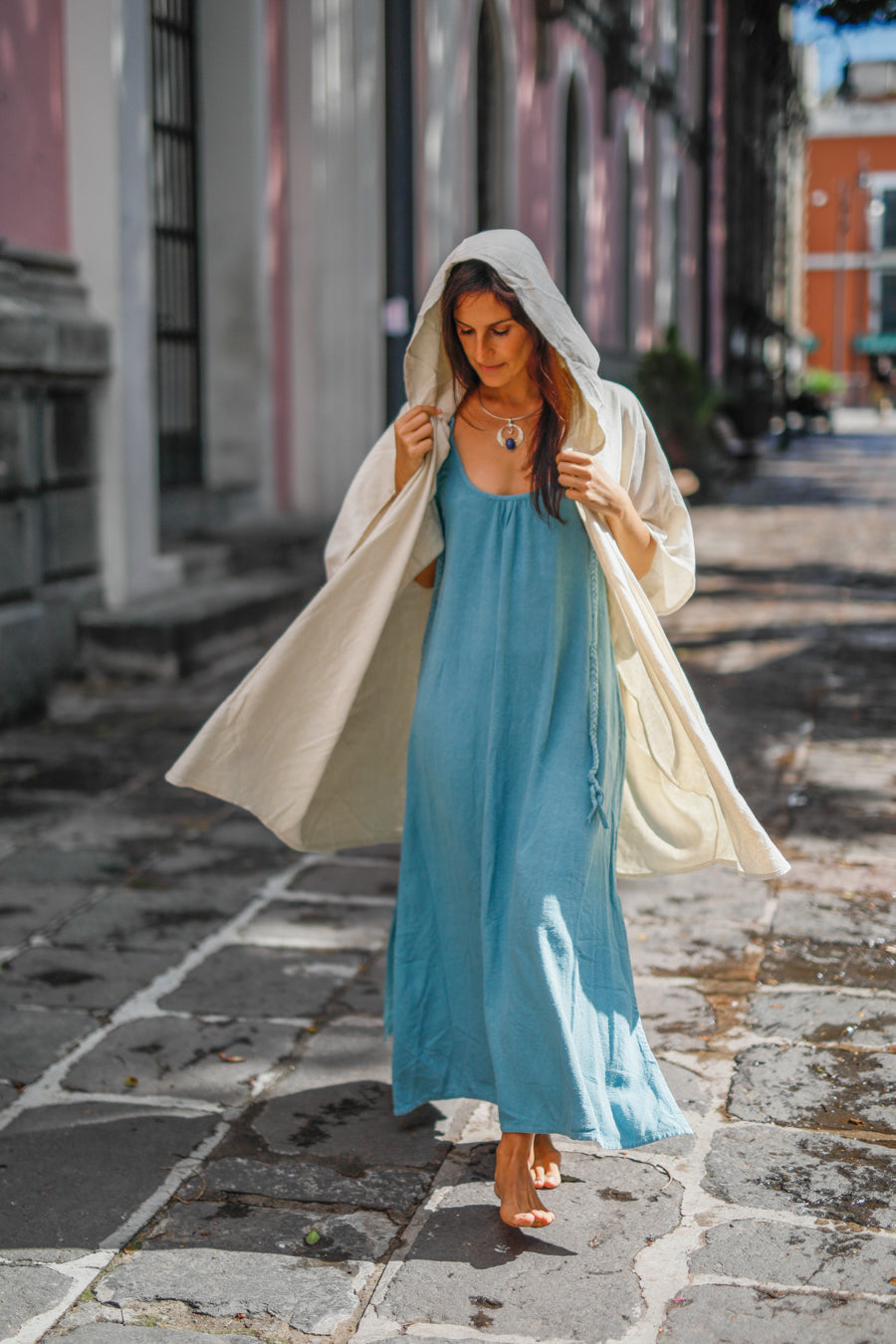 Essene Hood Kimono – Raw Silk Sand image 5