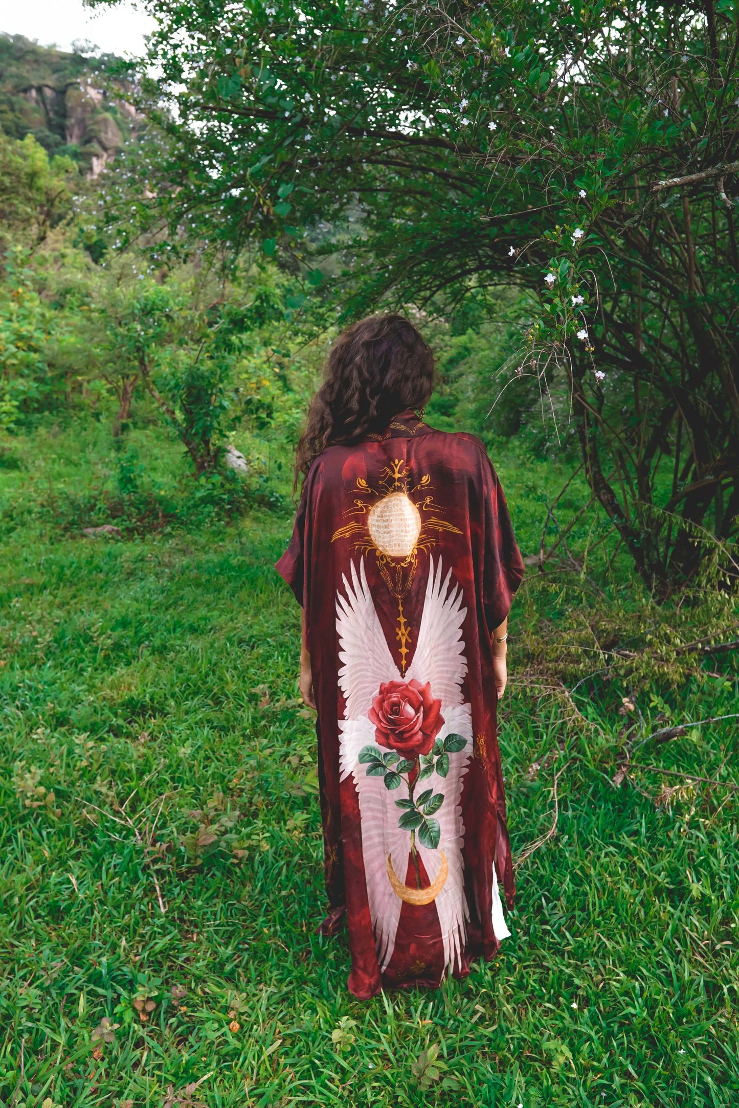 PRE ORDER - Mystic Red Rose Silk Kimono image 8