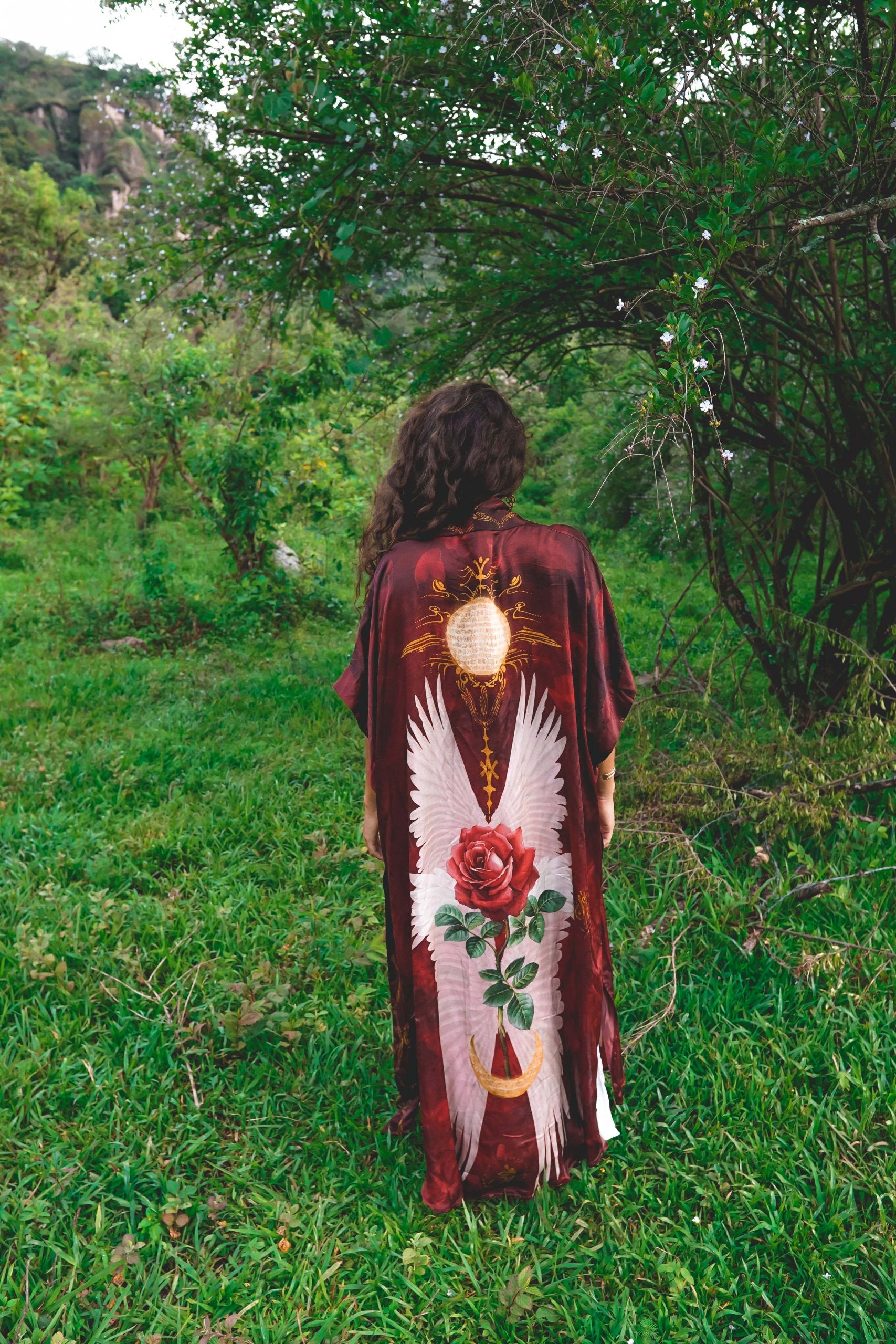 PRE ORDER - Mystic Red Rose Silk Kimono image 8
