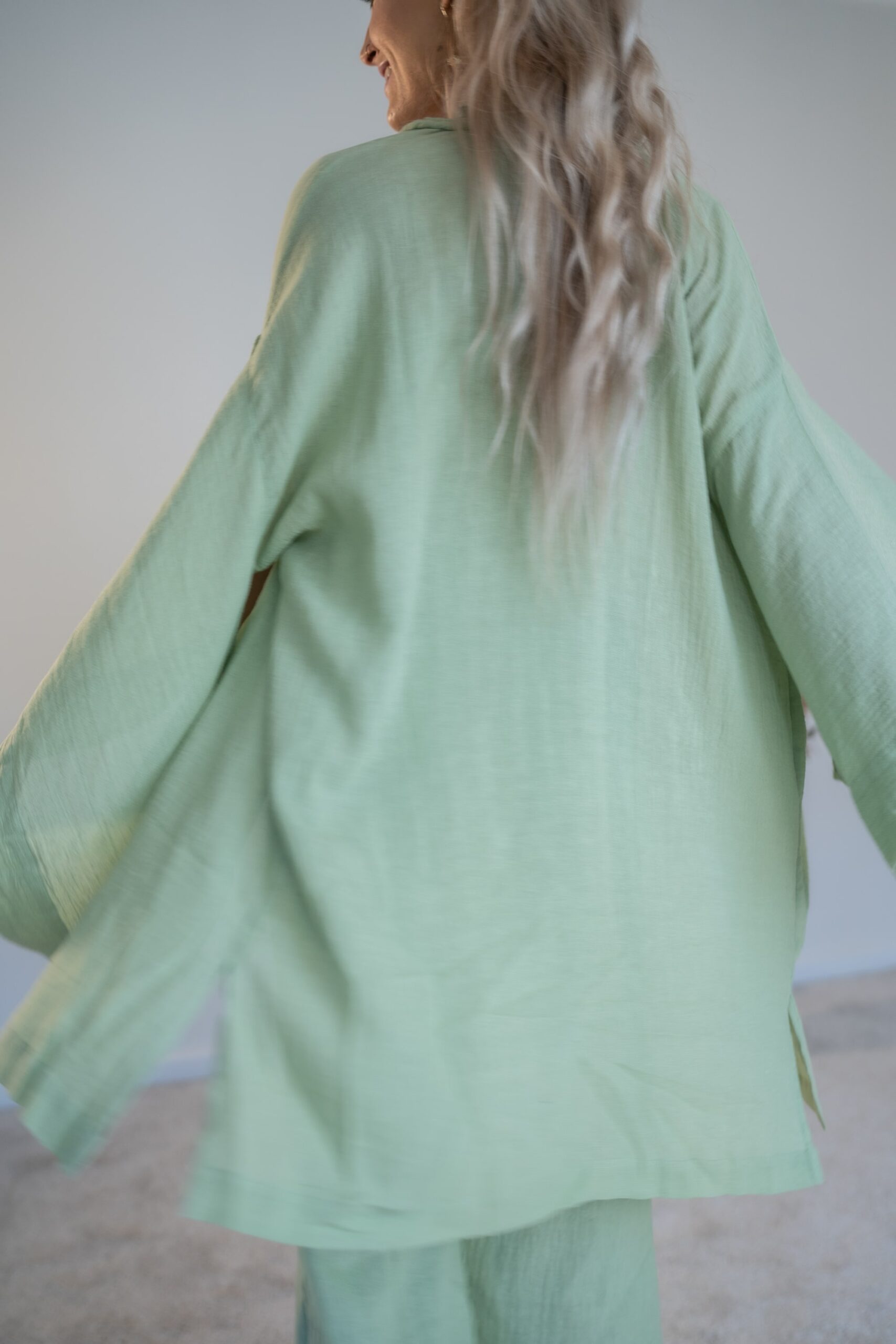 Tayu Kimono Mint - Nettle Fibre image 2