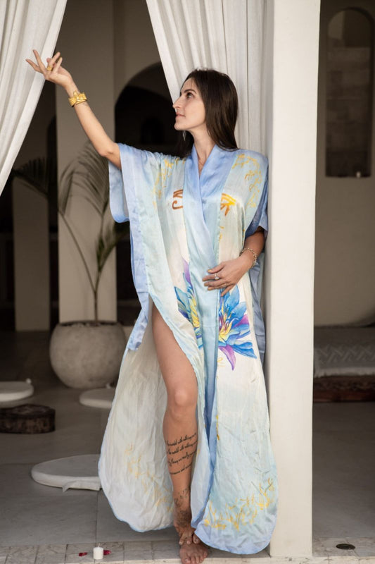 PRE ORDER – Blue Lotus Priestess - Silk Kimono image 0