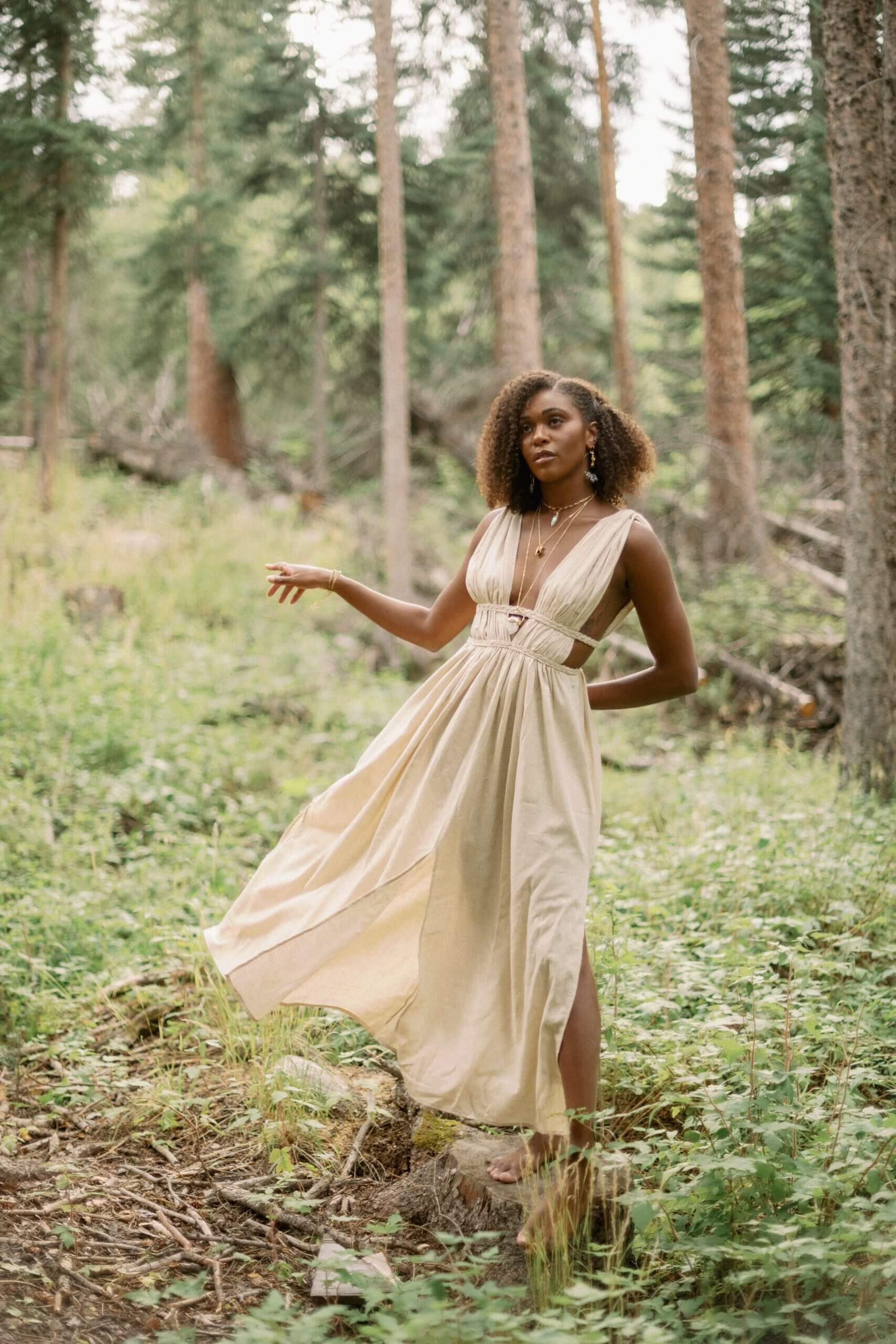 Inanna Dress – Raw Silk Sand image 1