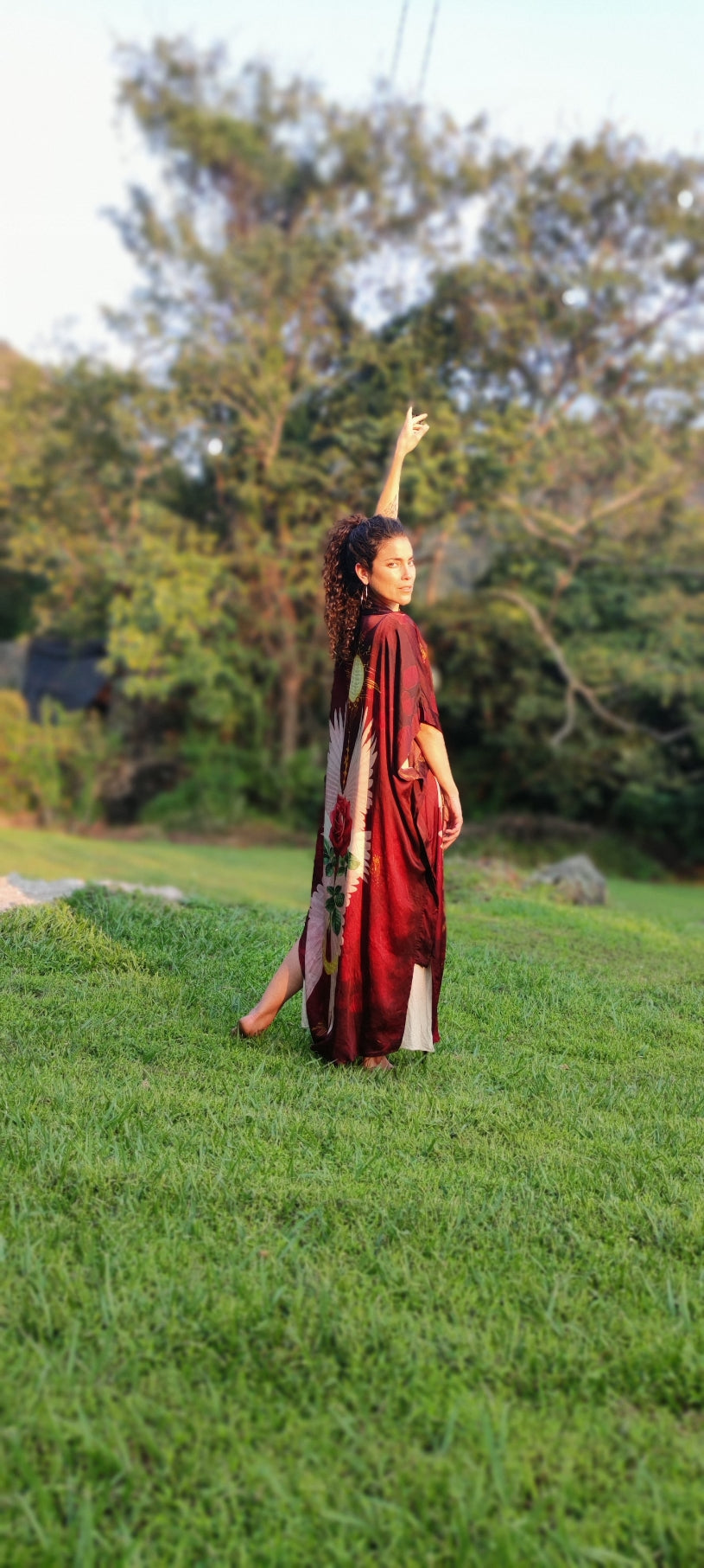 PRE ORDER - Mystic Red Rose Silk Kimono image 11
