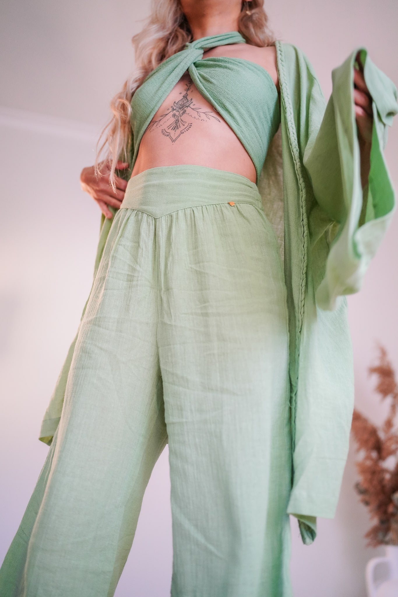 Tayu Kimono Mint - Nettle Fibre image 5