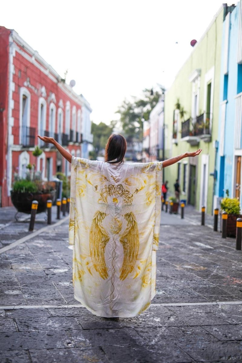 PRE ORDER – Magic White Rose Silk Kimono image 1