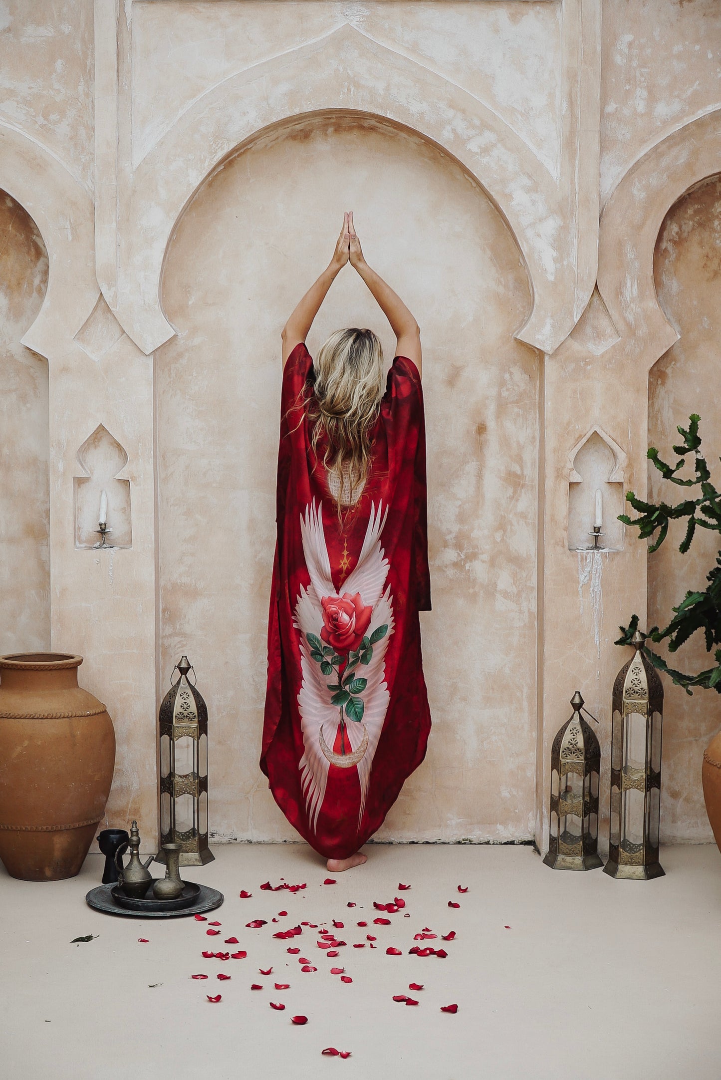 PRE ORDER - Mystic Red Rose Silk Kimono