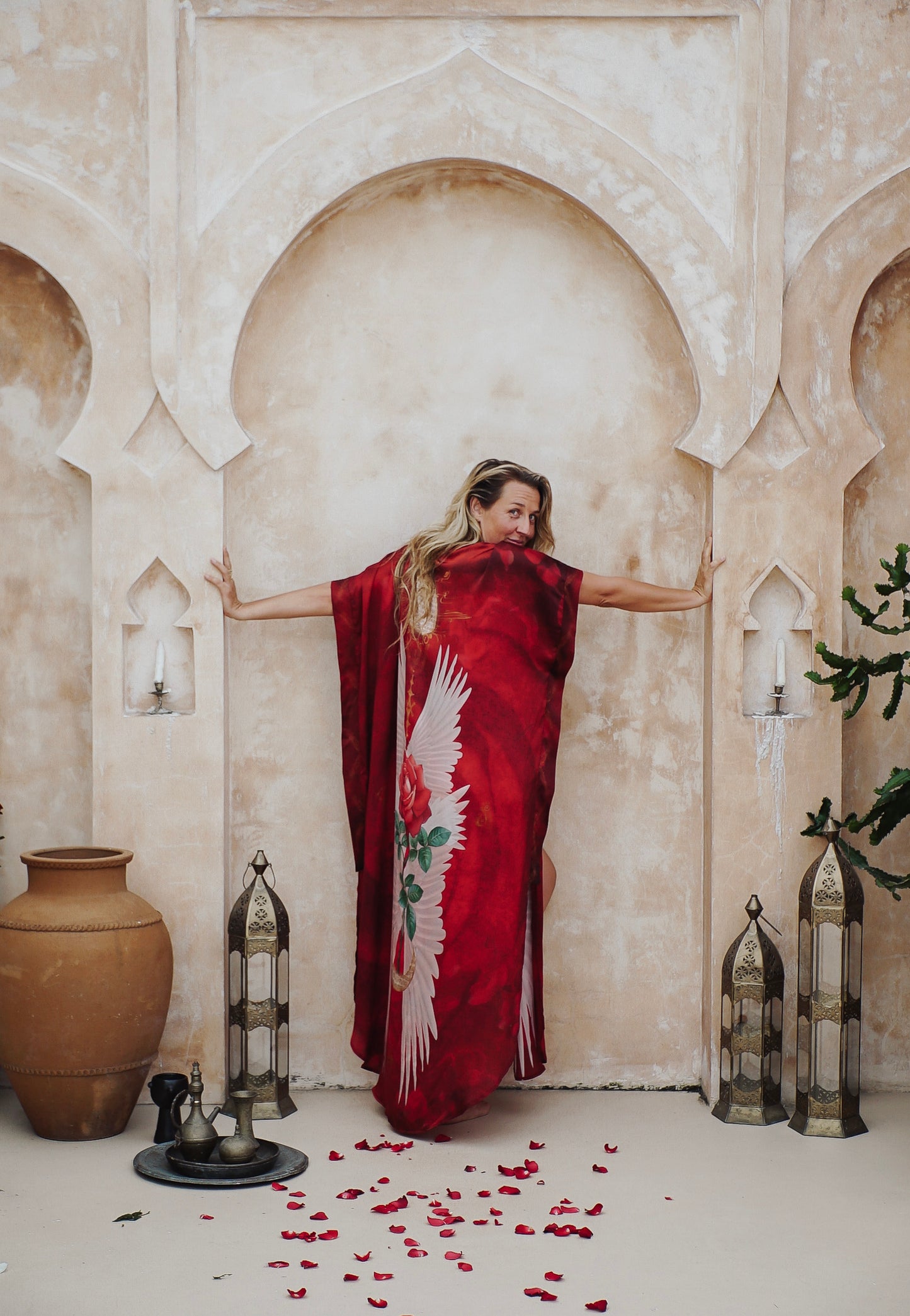 PRE ORDER - Mystic Red Rose Silk Kimono