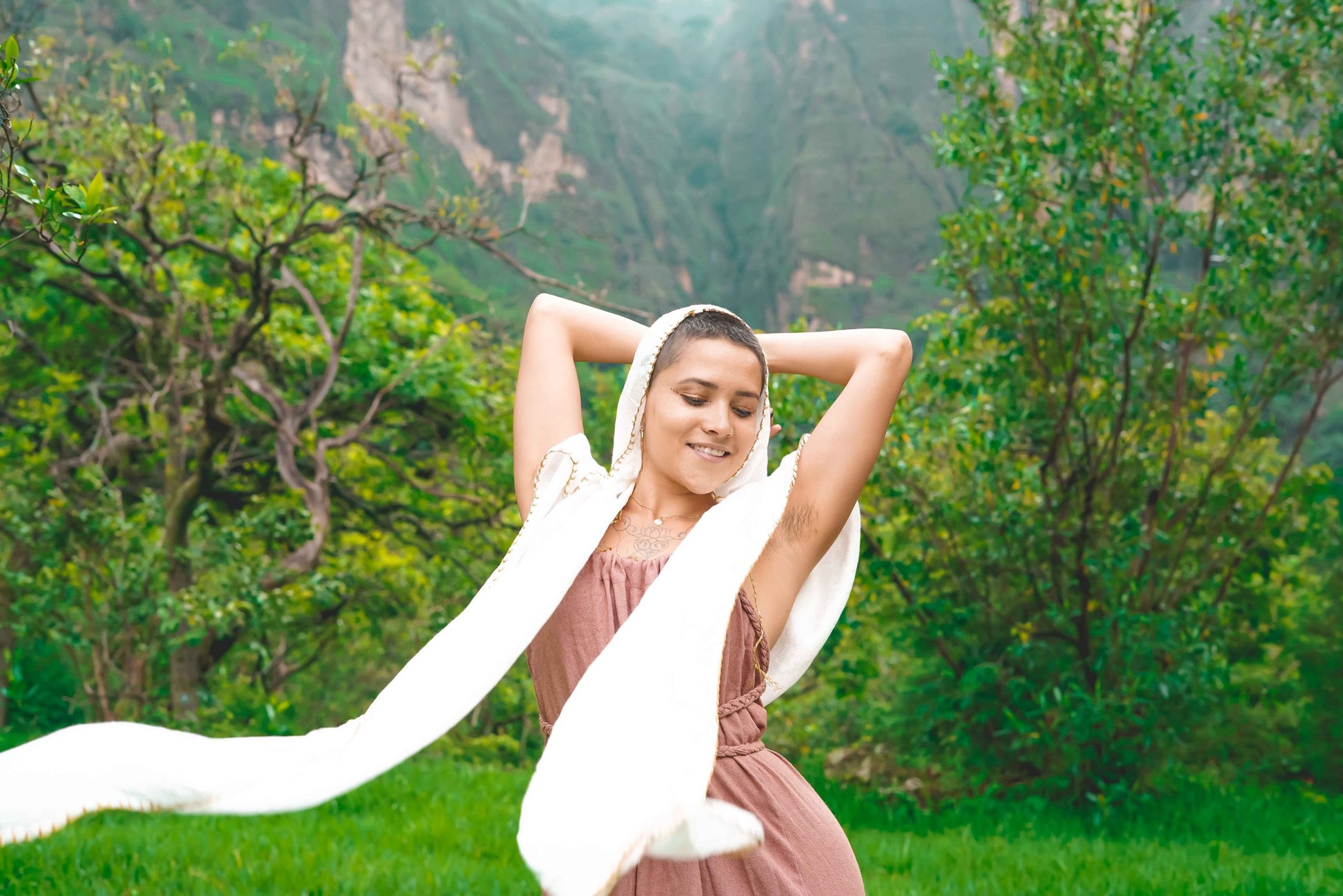 Magdalene Hood Scarf – Rosepetal Gold image 7