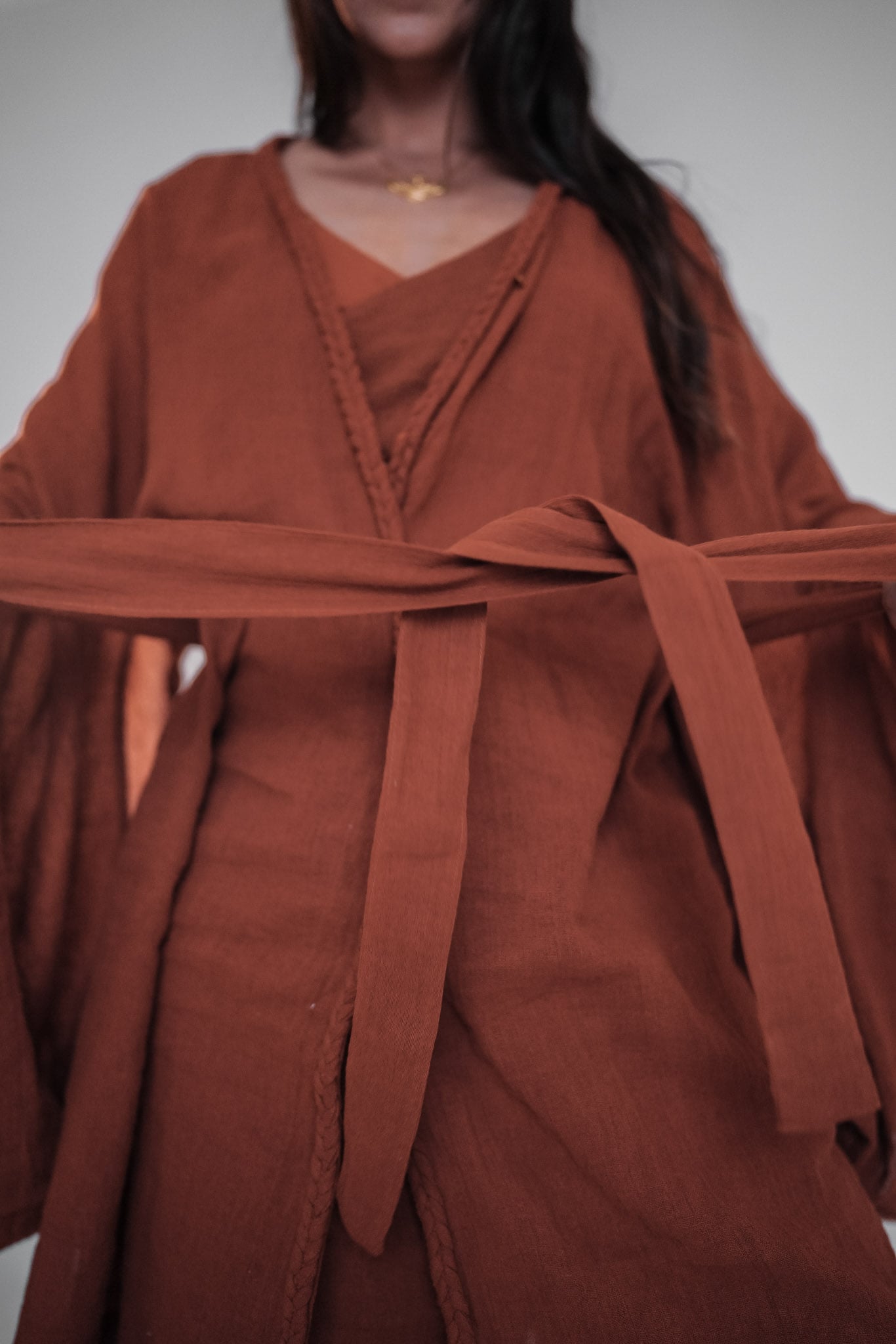 Tayu Kimono Terracotta - Nettle Fibre image 5