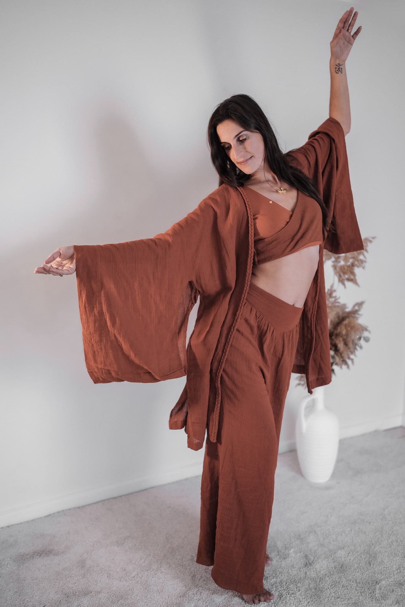 Tayu Kimono Terracotta - Nettle Fibre image 0