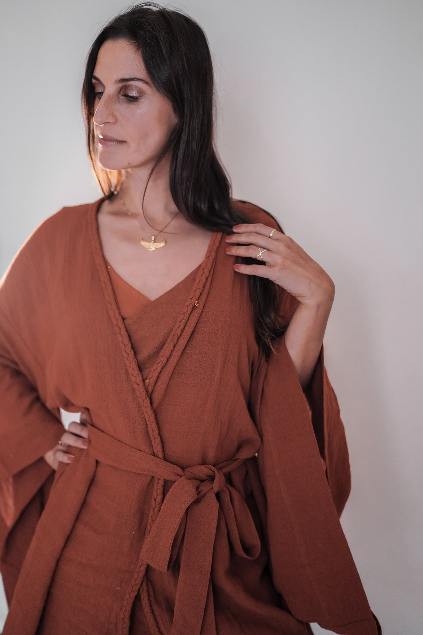 Tayu Kimono Terracotta - Nettle Fibre image 4