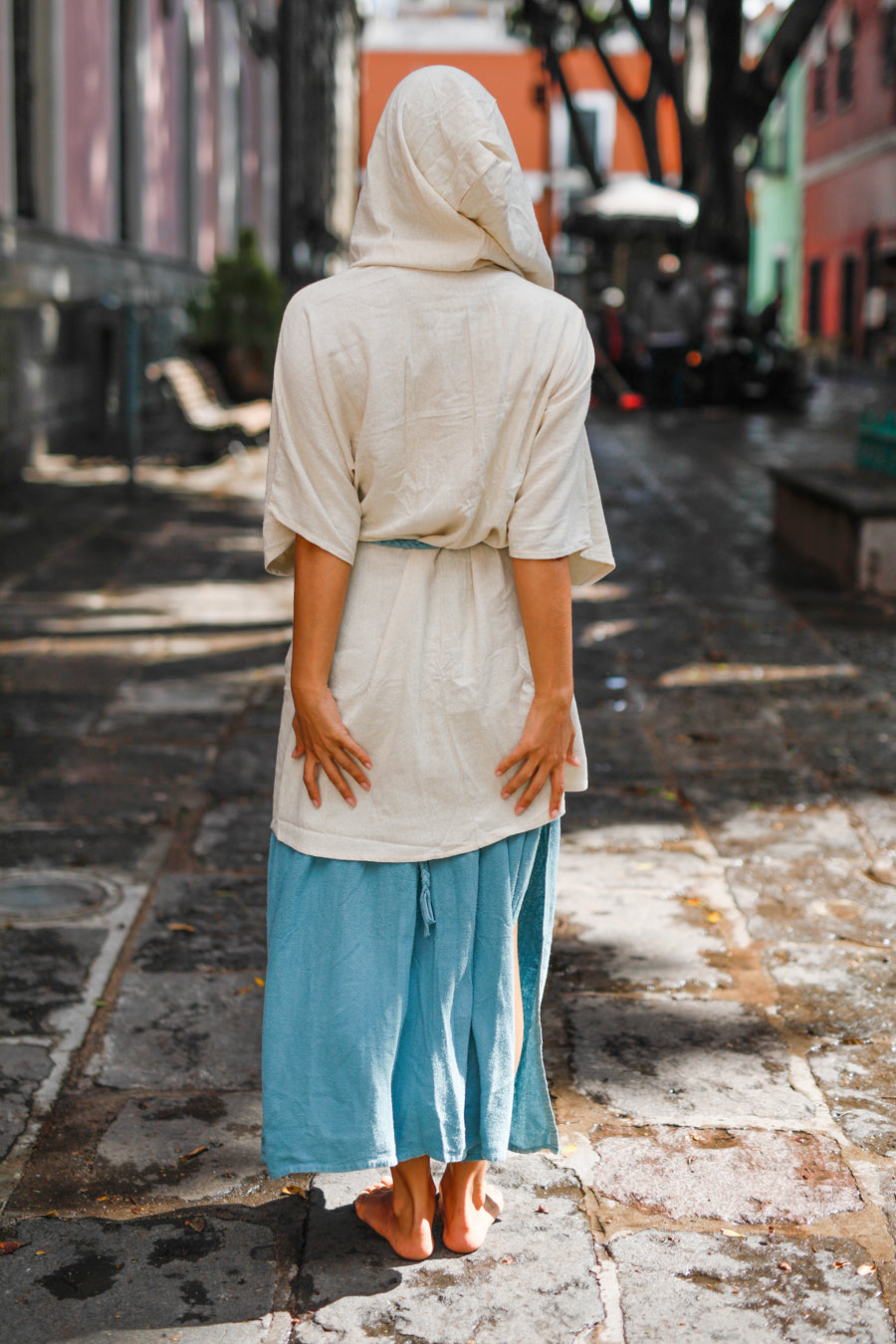 Essene Hood Kimono – Raw Silk Sand image 7