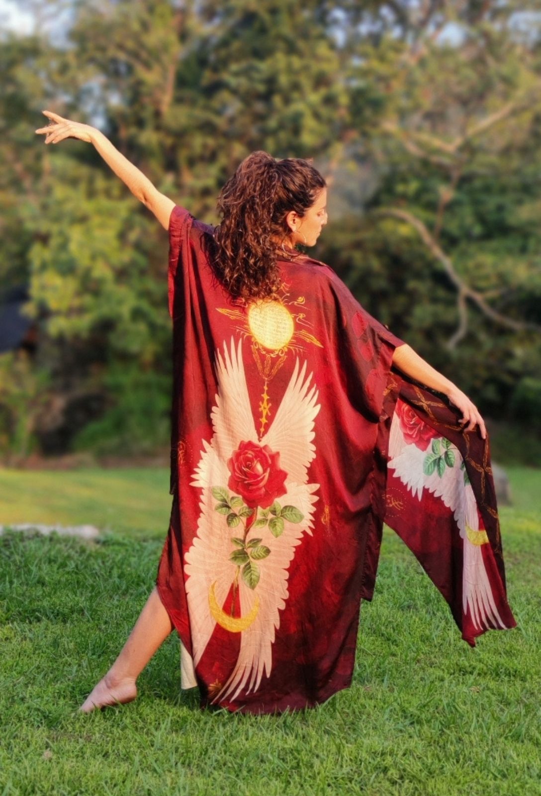 PRE ORDER - Mystic Red Rose Silk Kimono image 10