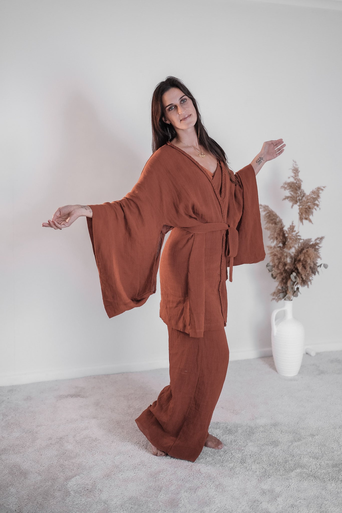 Tayu Kimono Terracotta - Nettle Fibre image 2