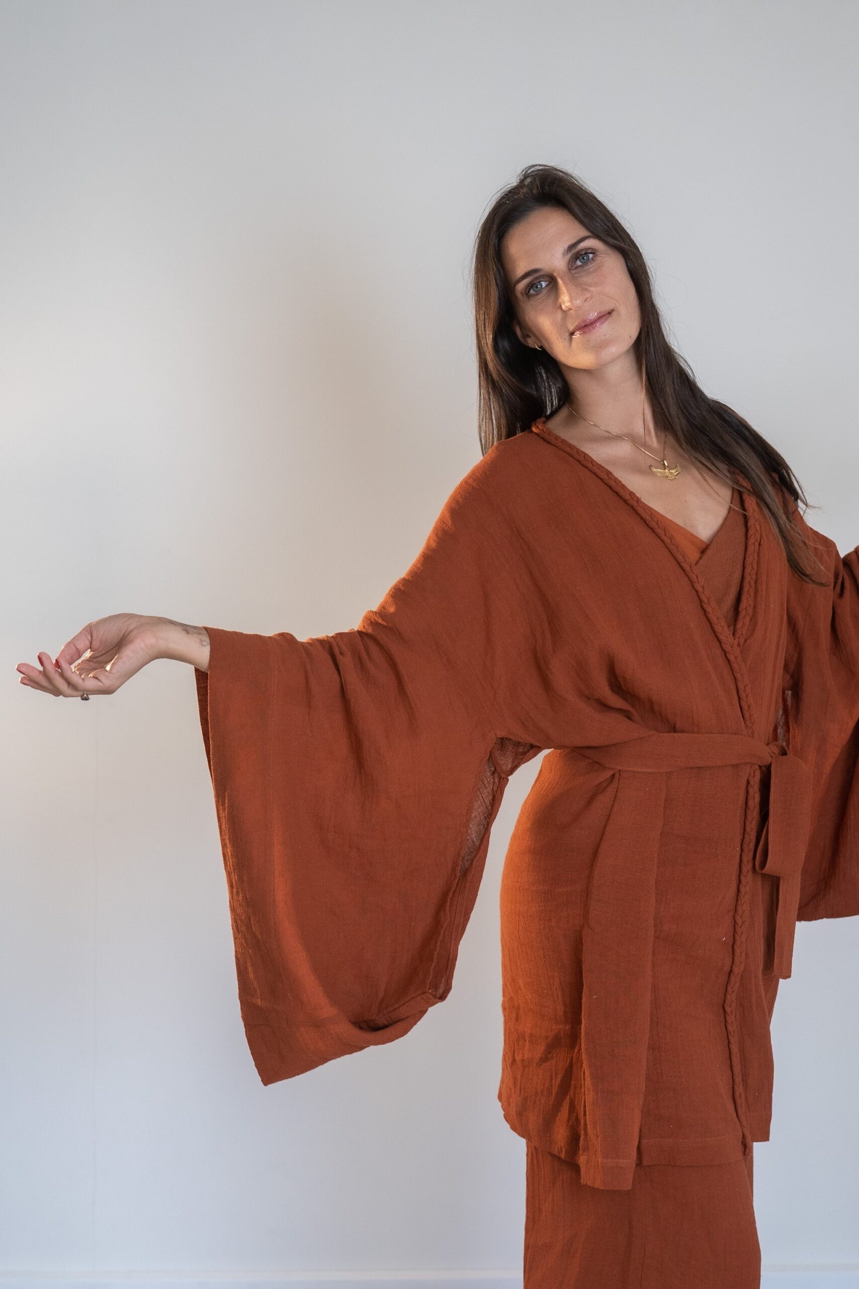 Tayu Kimono Terracotta - Nettle Fibre image 9
