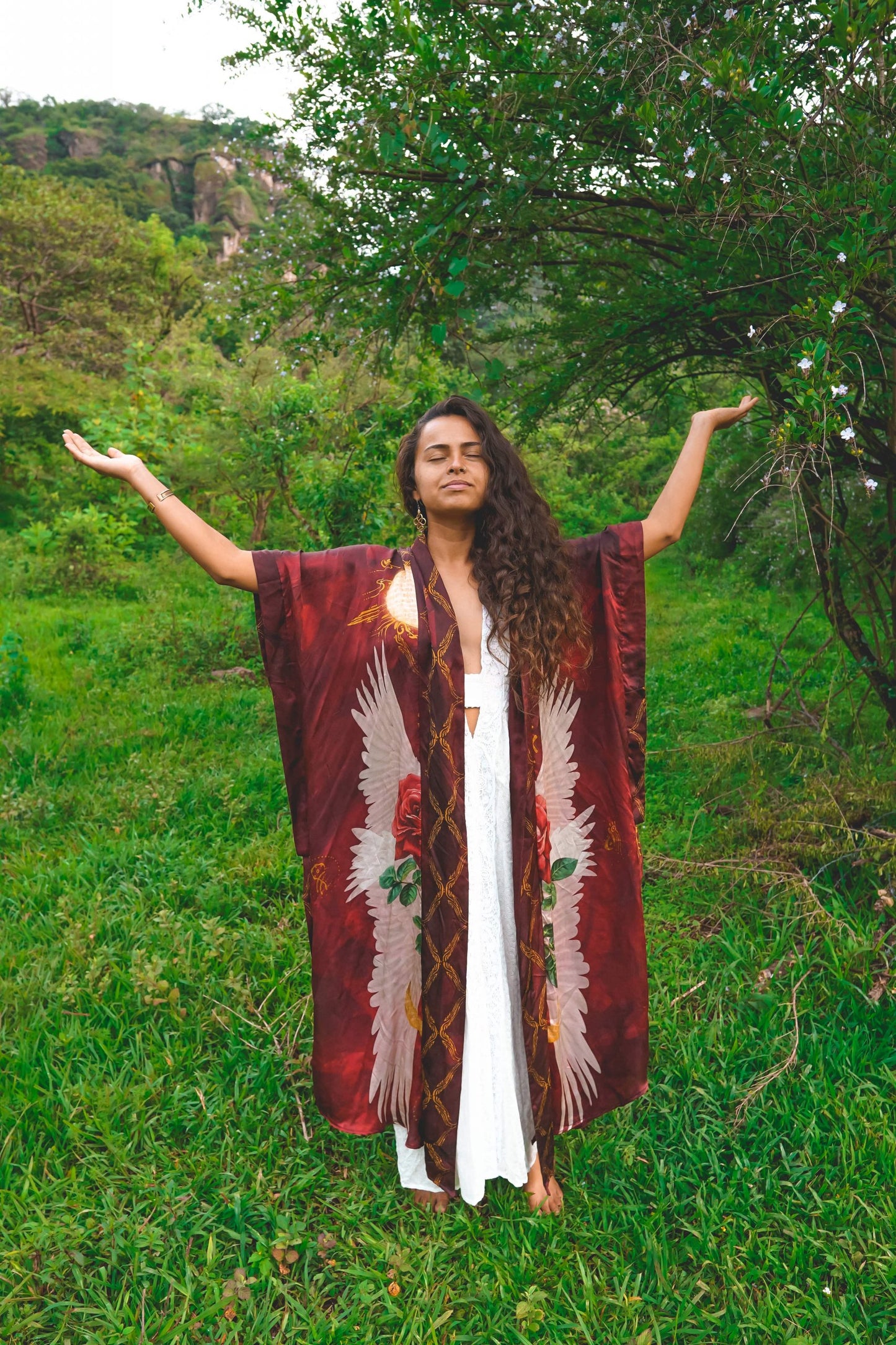 PRE ORDER - Mystic Red Rose Silk Kimono image 9