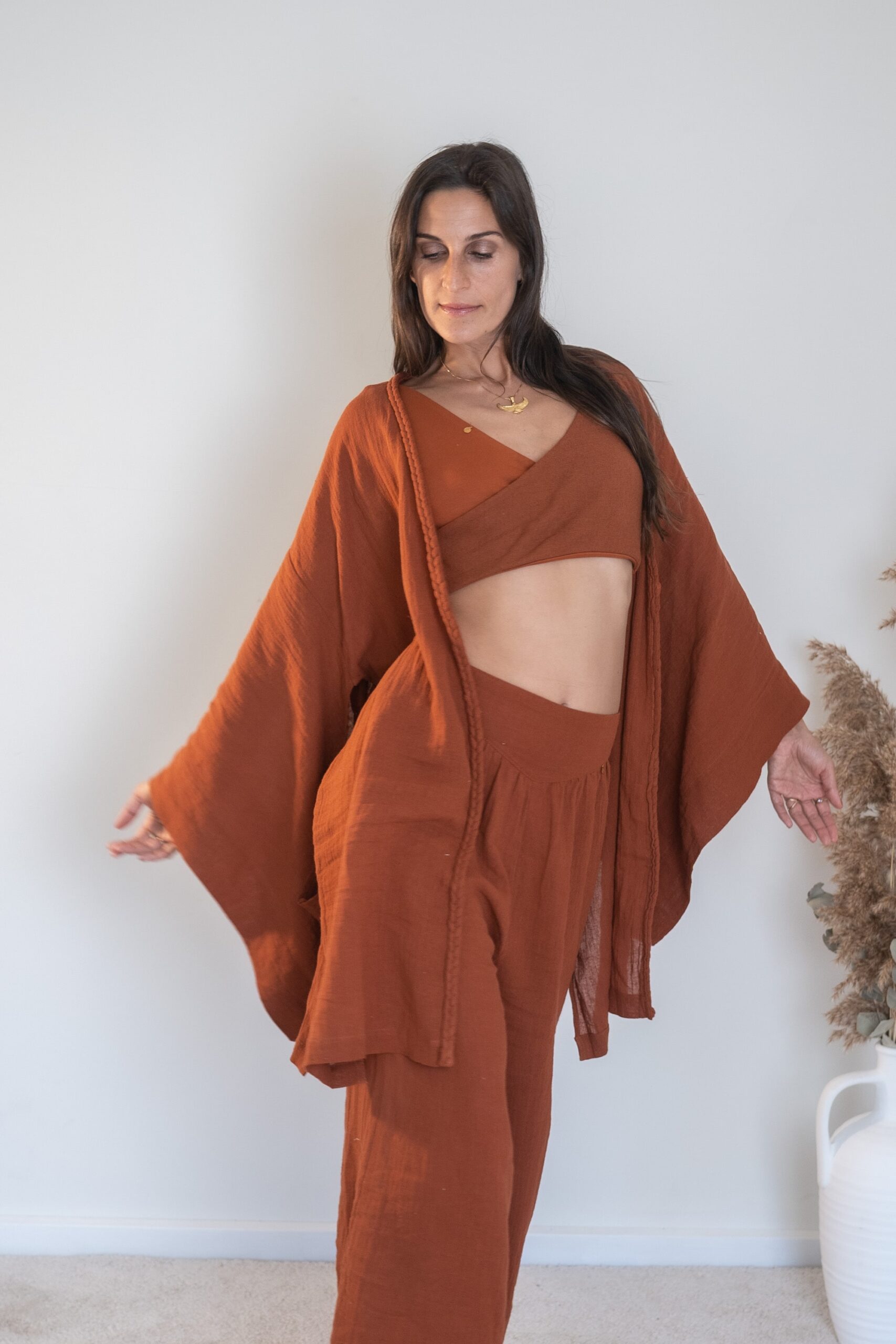 Tayu Kimono Terracotta - Nettle Fibre image 14