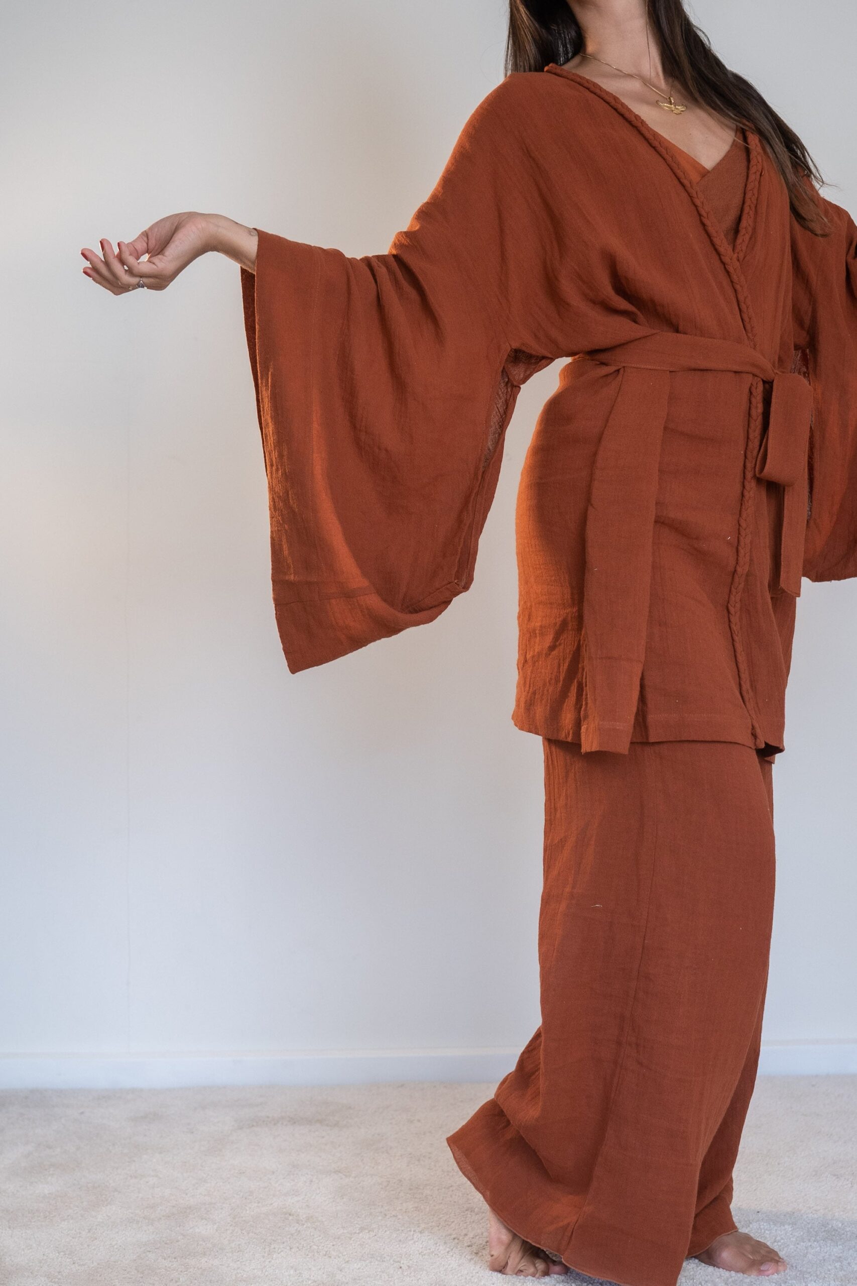 Tayu Kimono Terracotta - Nettle Fibre image 10