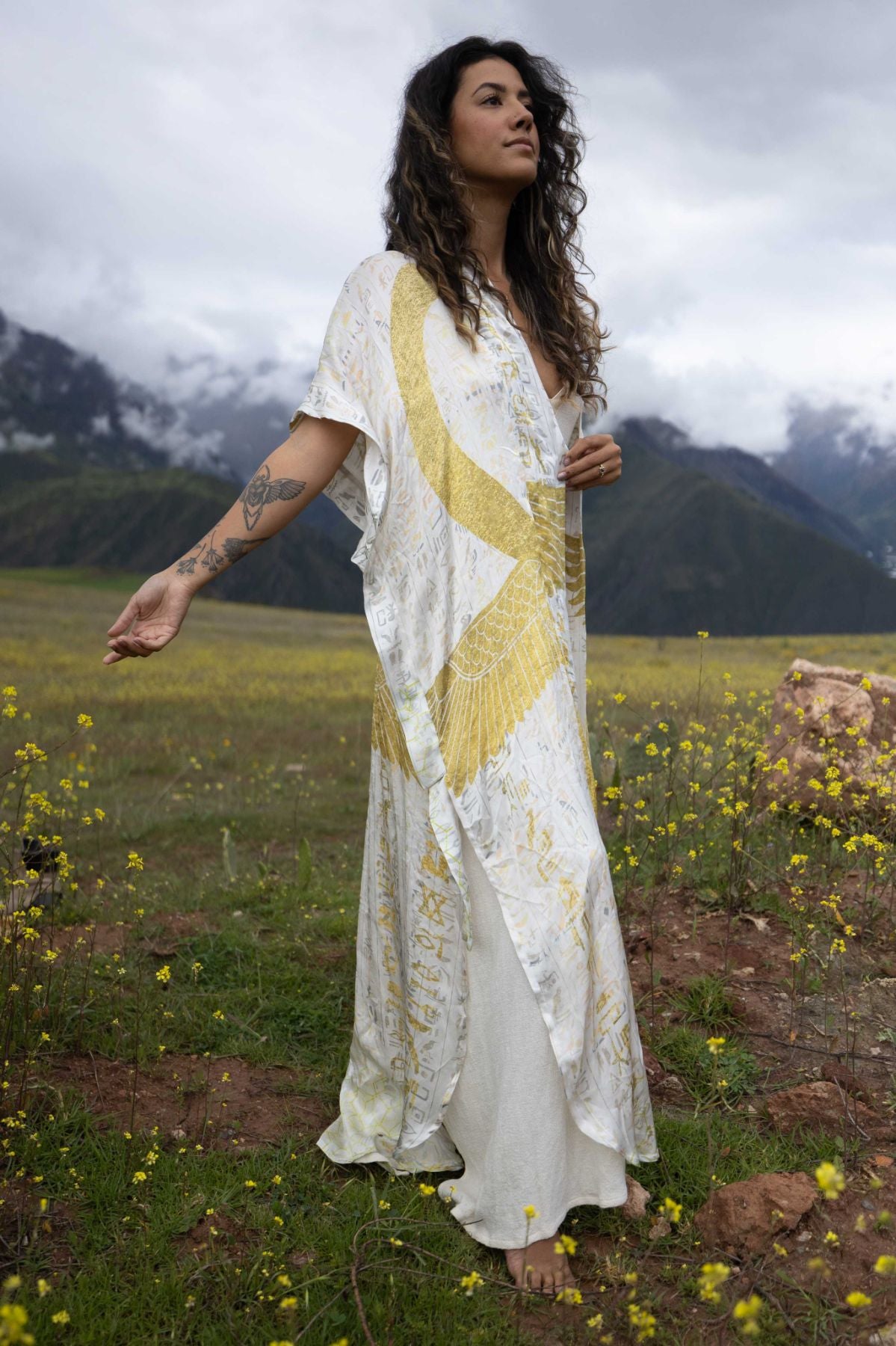 PRE ORDER – Ankh Codes White - Silk Kimono image 2