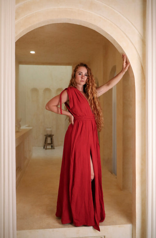 Quedesha Kaftan - Organic Cotton Red