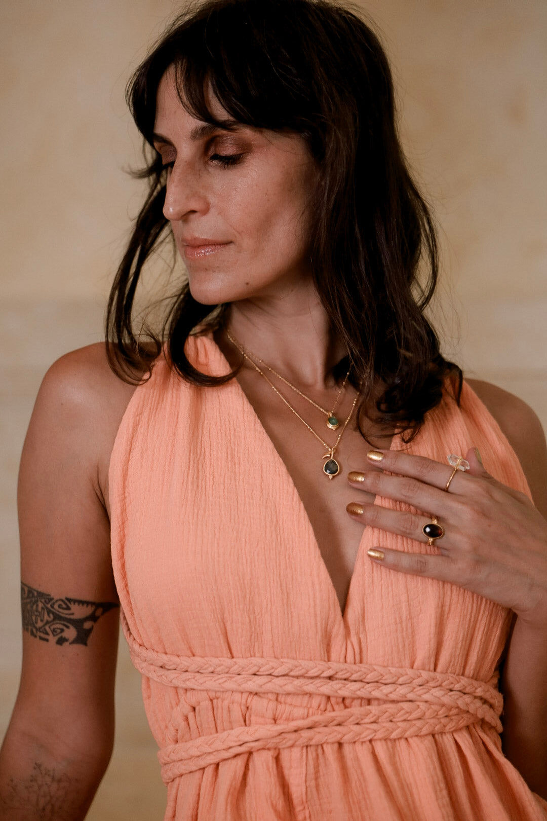 Magdala Dress - Organic Cotton Peach
