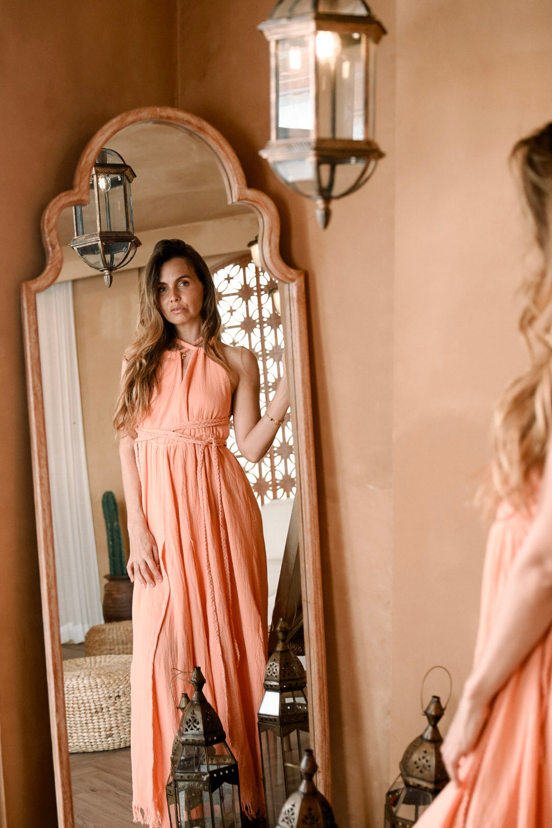 Magdala Dress - Organic Cotton Peach