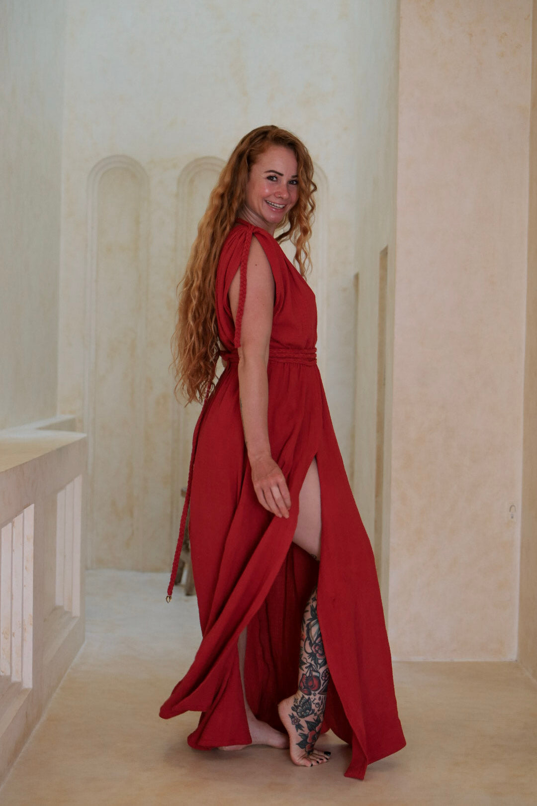 Quedesha Kaftan - Organic Cotton Red