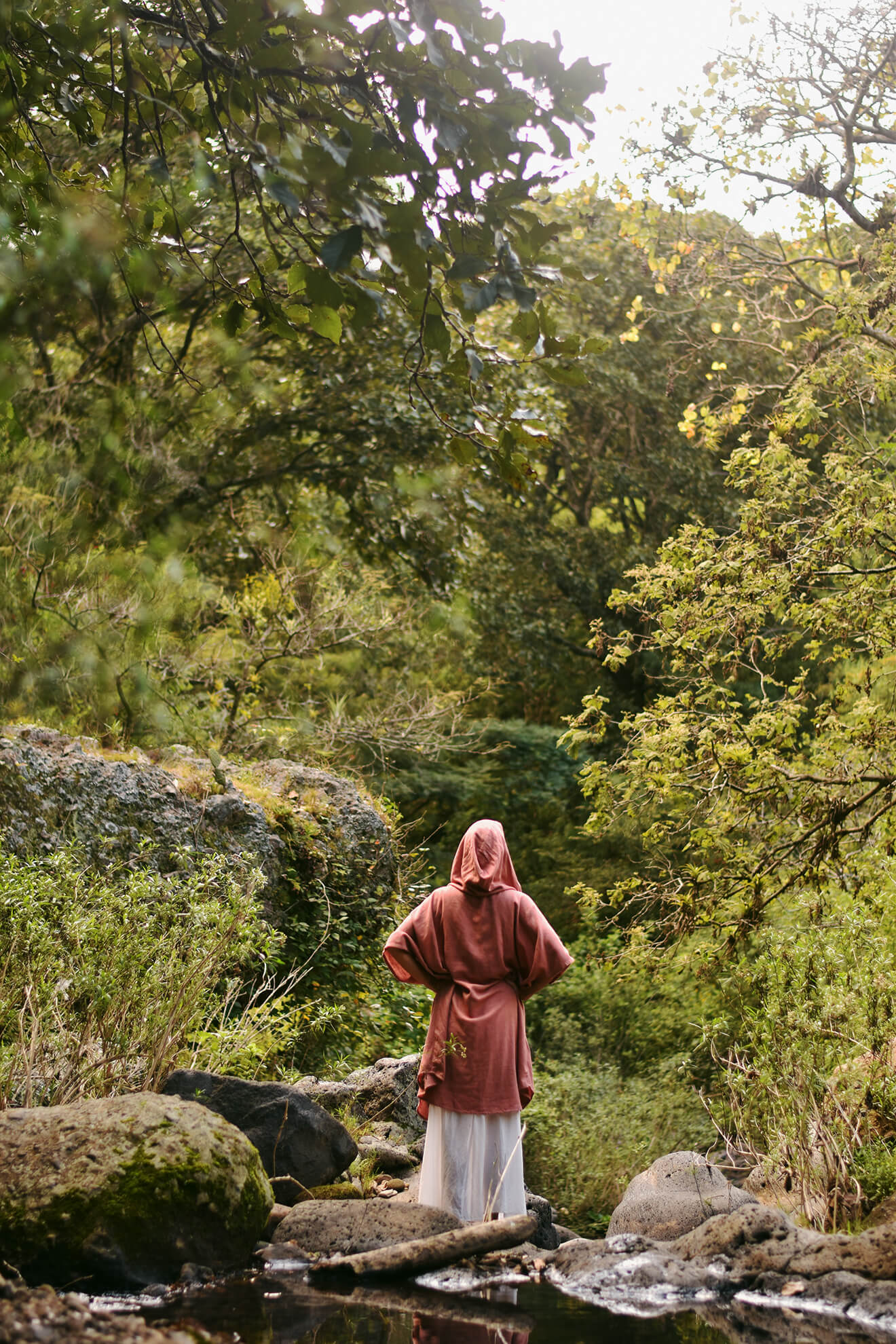 Essene Hood Kimono – Raw Silk Dusky Pink image 4