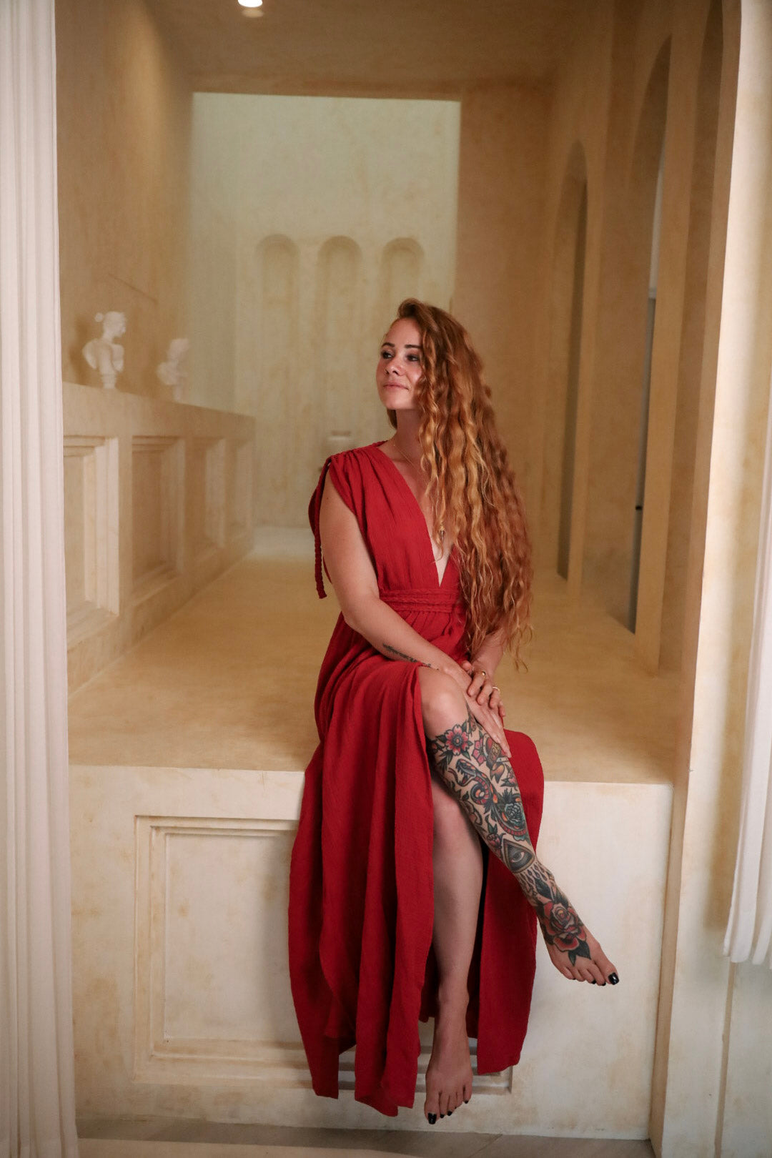 Quedesha Kaftan - Organic Cotton Red