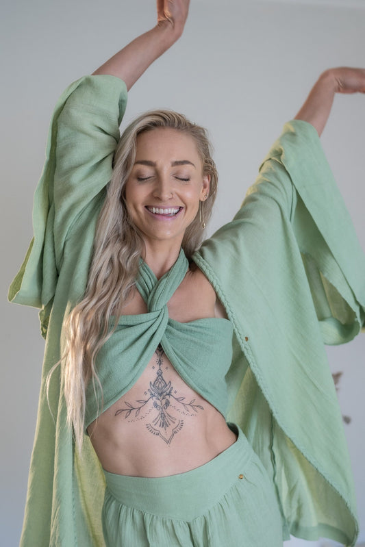 Tayu Kimono Mint - Nettle Fibre image 0