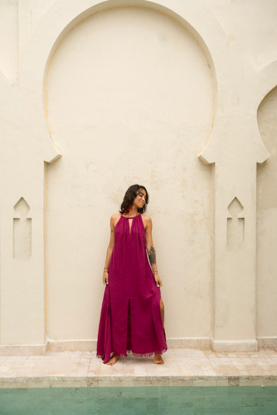 magenta cotton dress Magenta Tier Dress