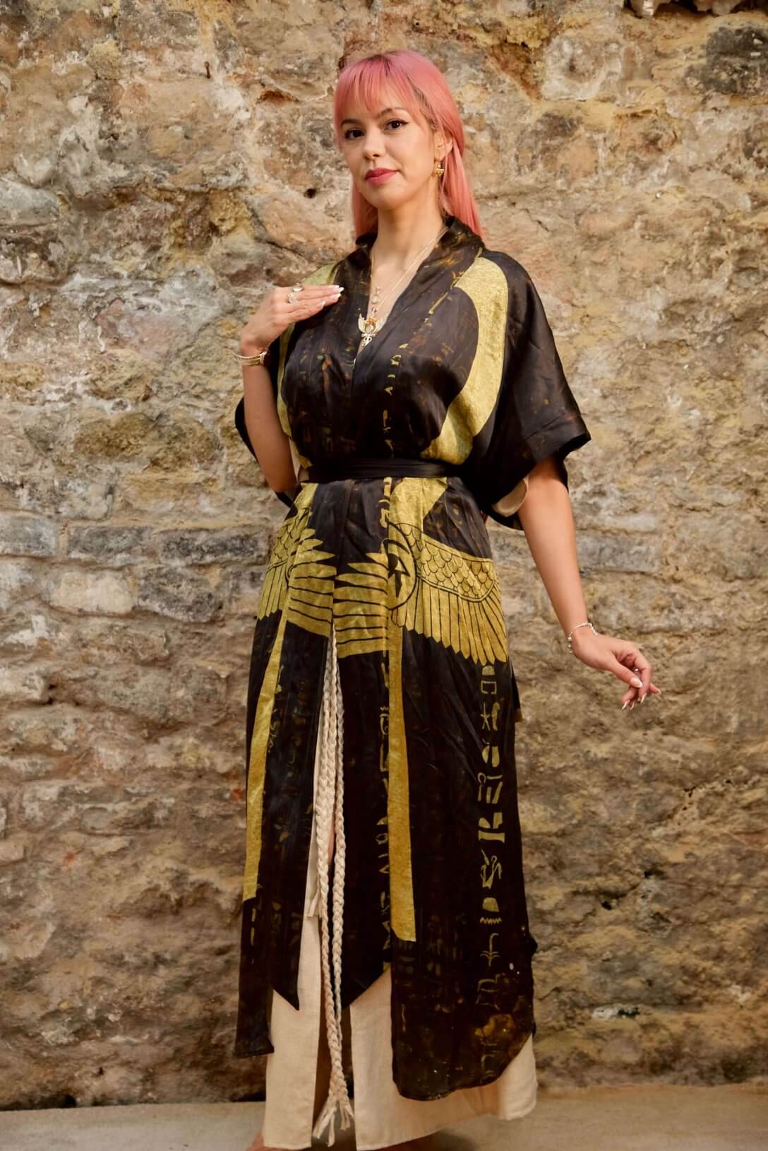 Ankh Codes Black - Silk Kimono - Image 9