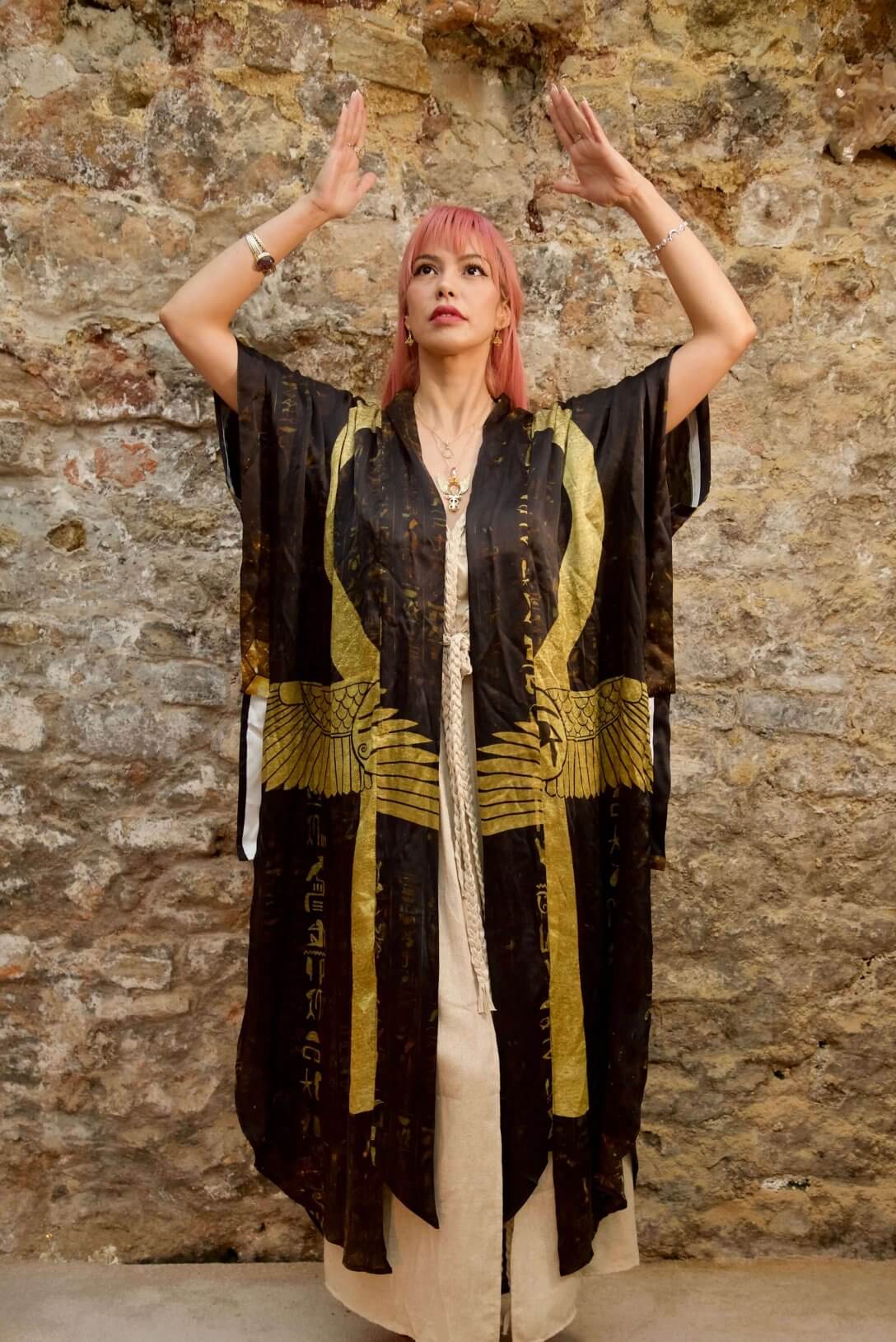 Ankh Codes Black - Silk Kimono - Image 11