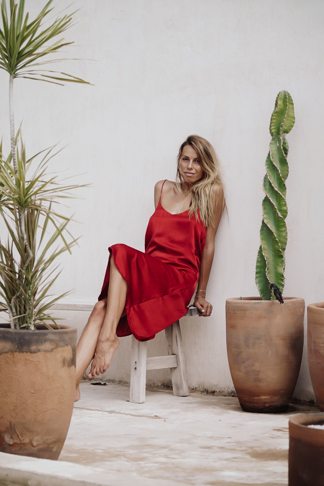 Elegance Ruby Red - Silk Dress